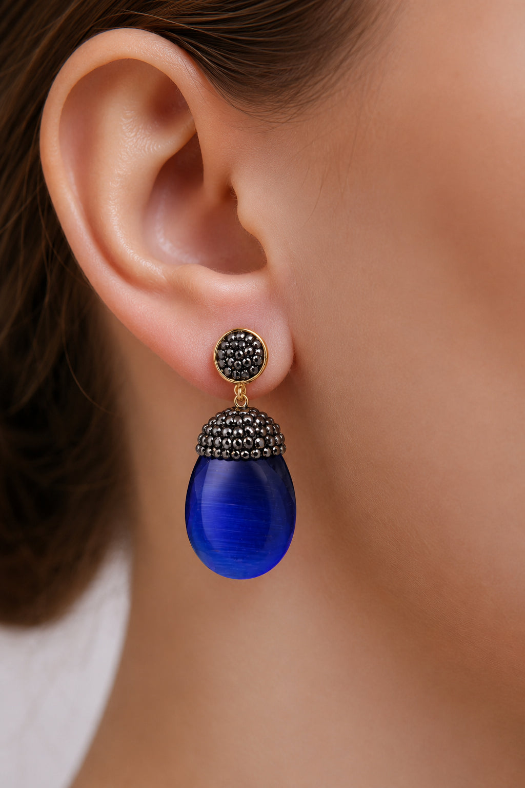 Cat eyes & Hematite Earring