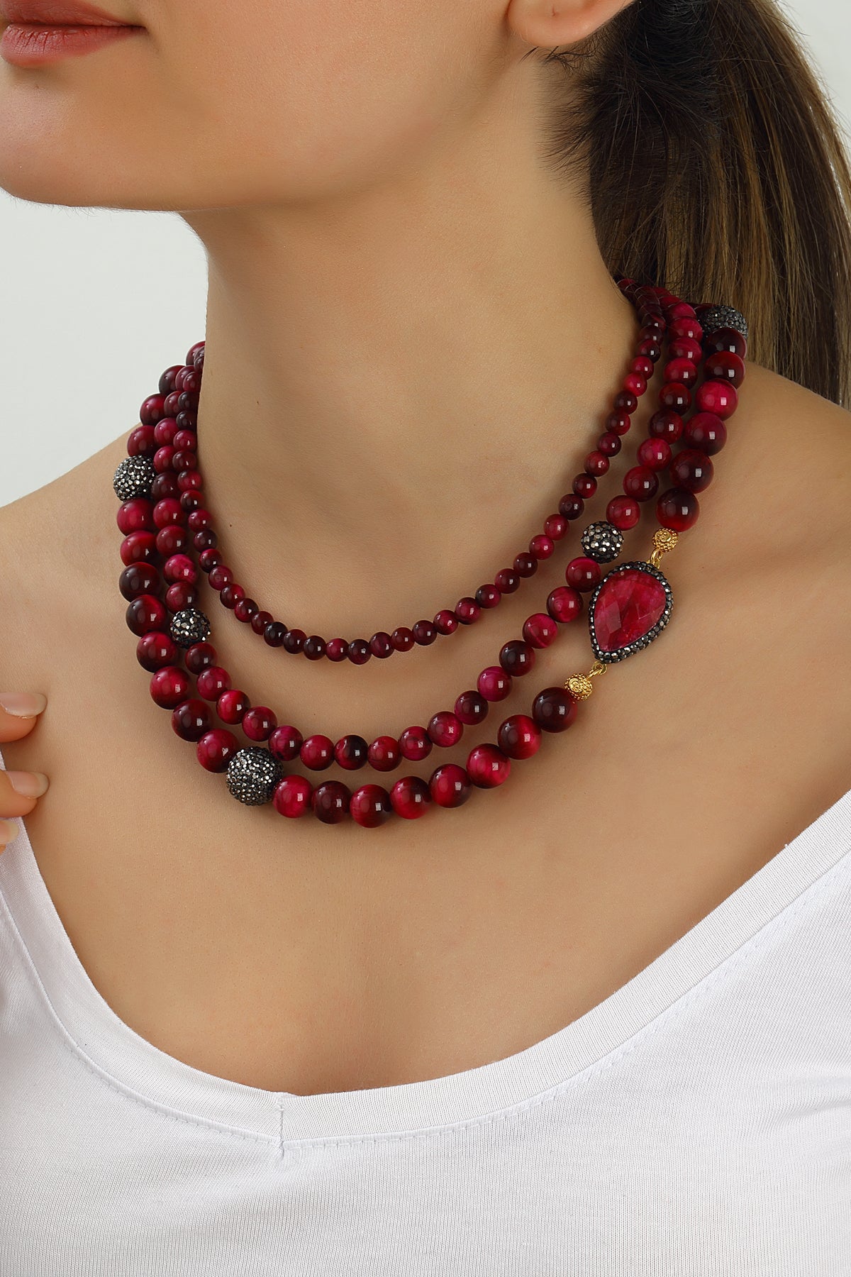 Painted Tiger Eyes Collier