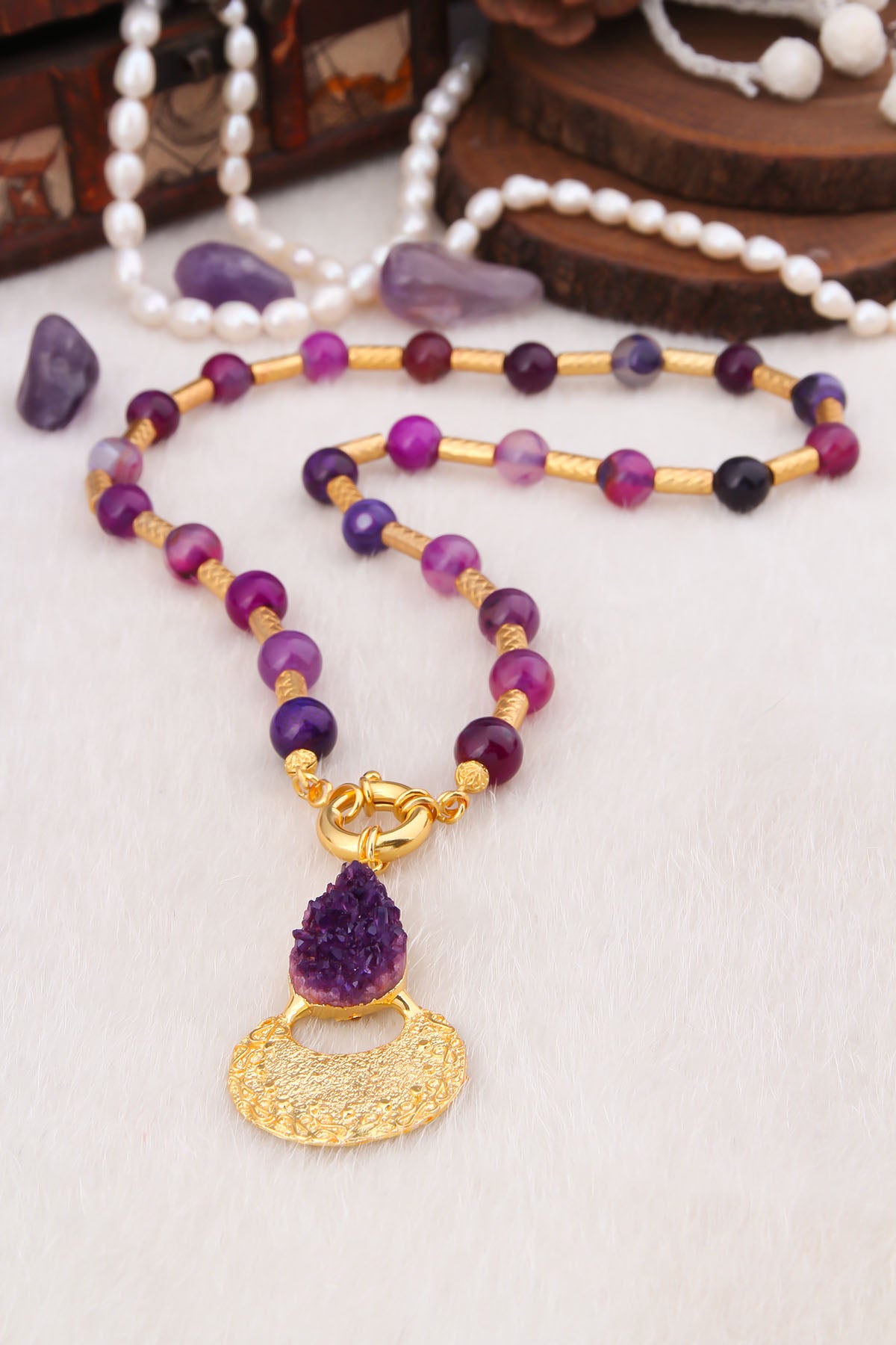 Agate & Amethyst Collier