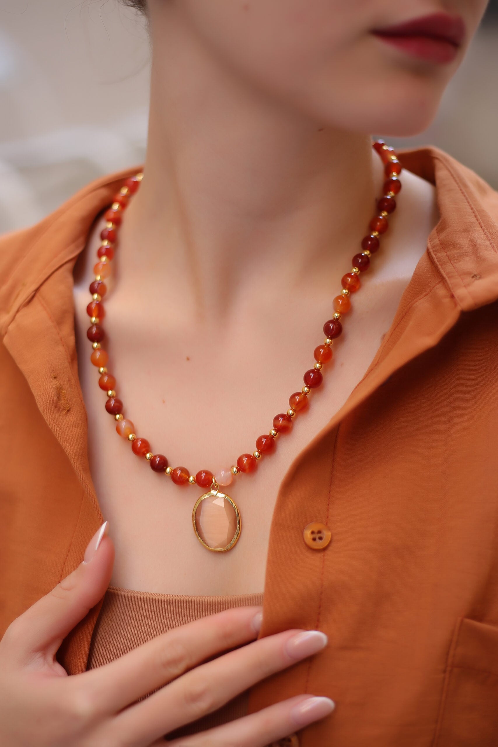 Agate & Cat Eye Collier