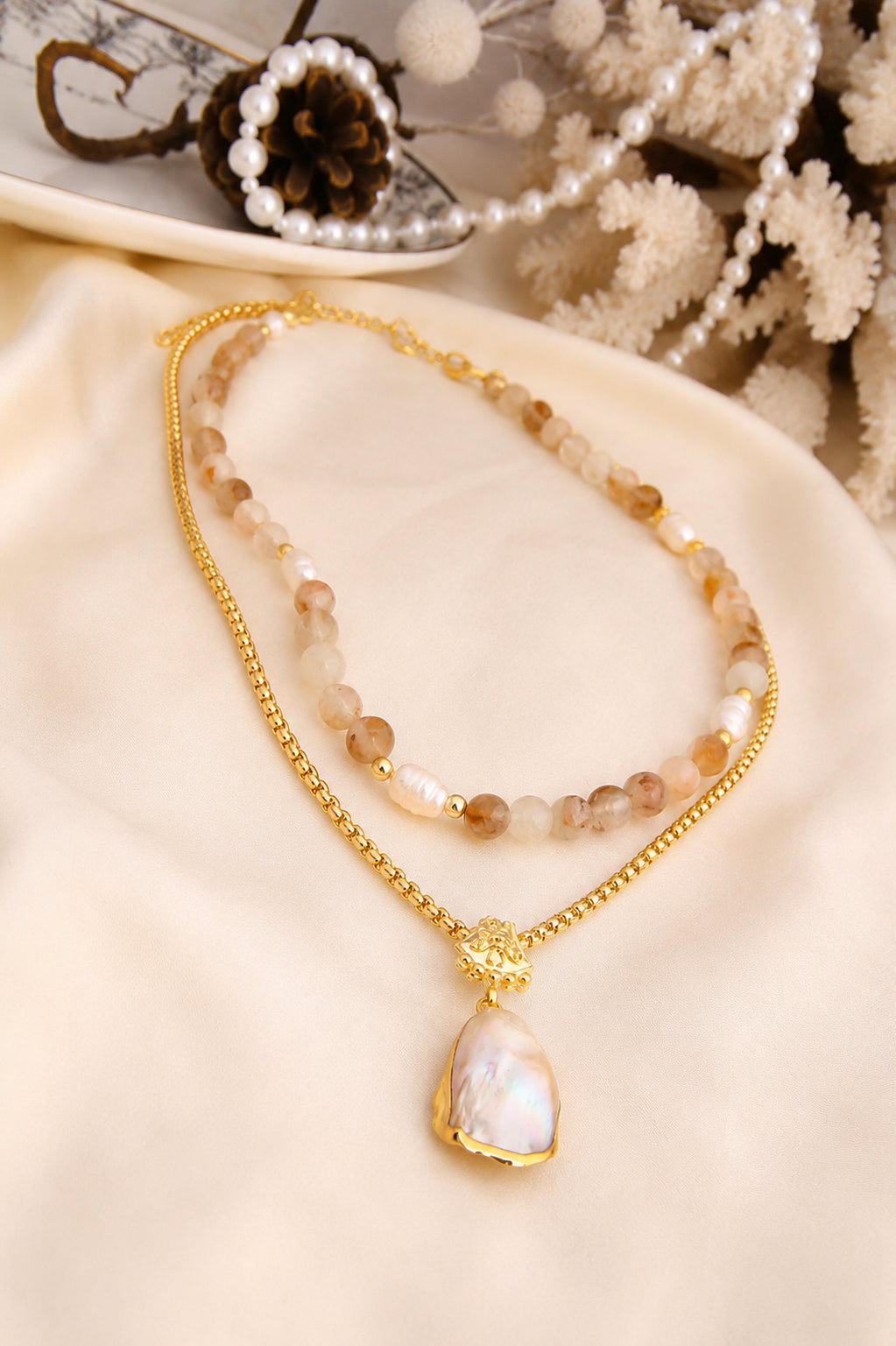 Citrine & Pearl Necklace