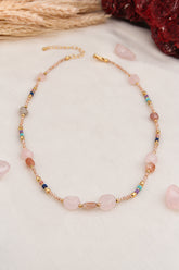 Pink Quartz & Agate Necklace