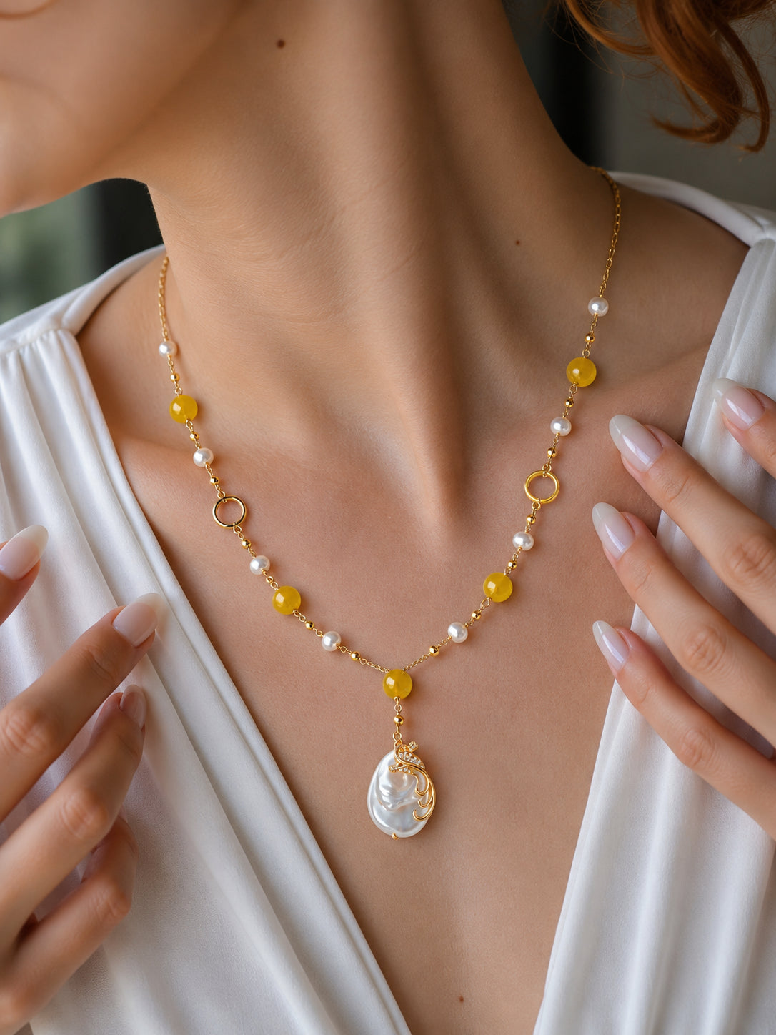 Pearl & Citrine Necklace