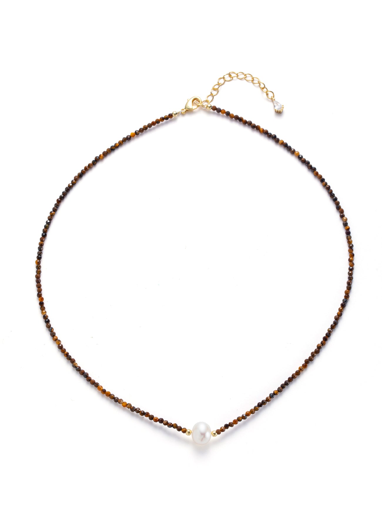 Tiger Eyes & Pearl Necklace