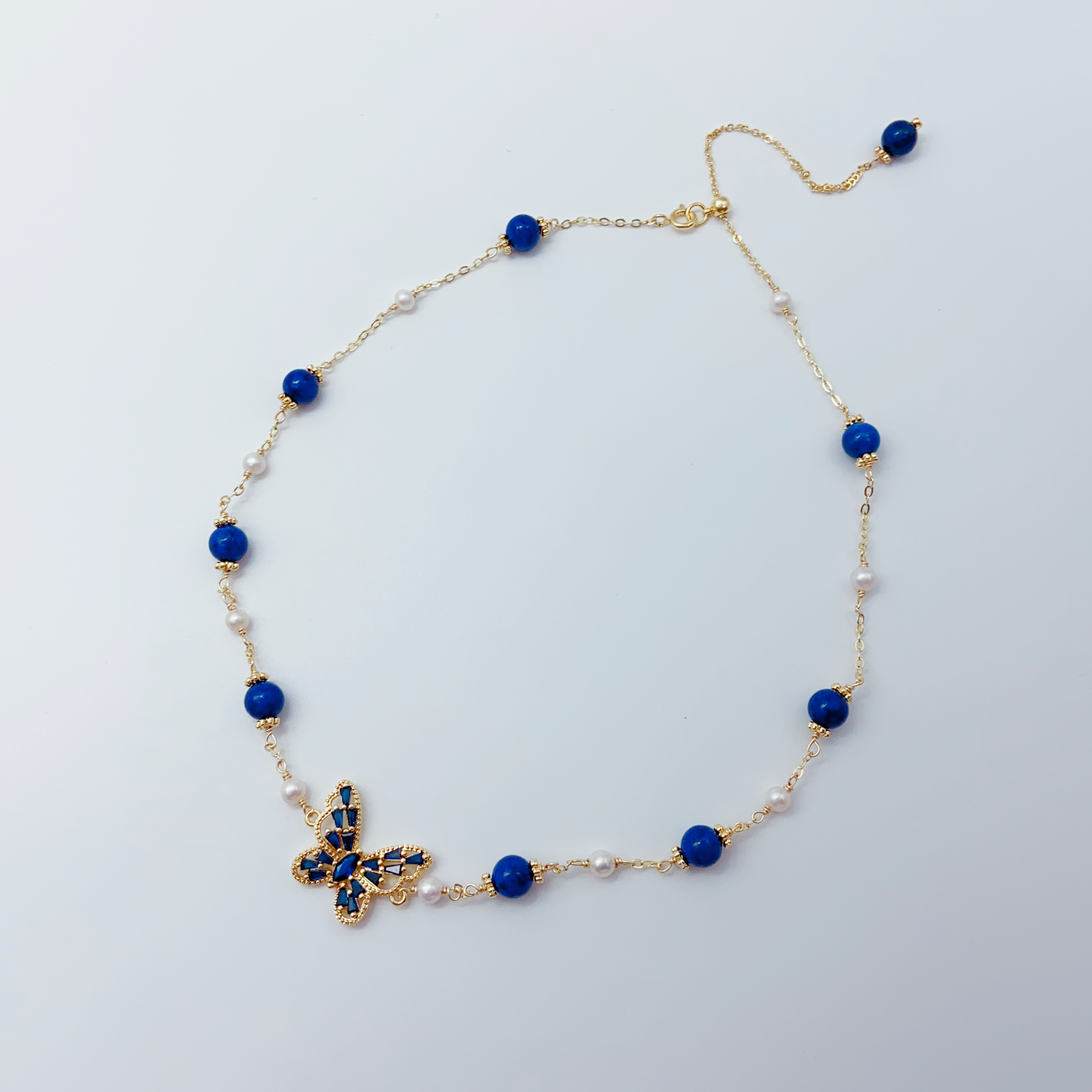 Lapis & Pearl Neckace