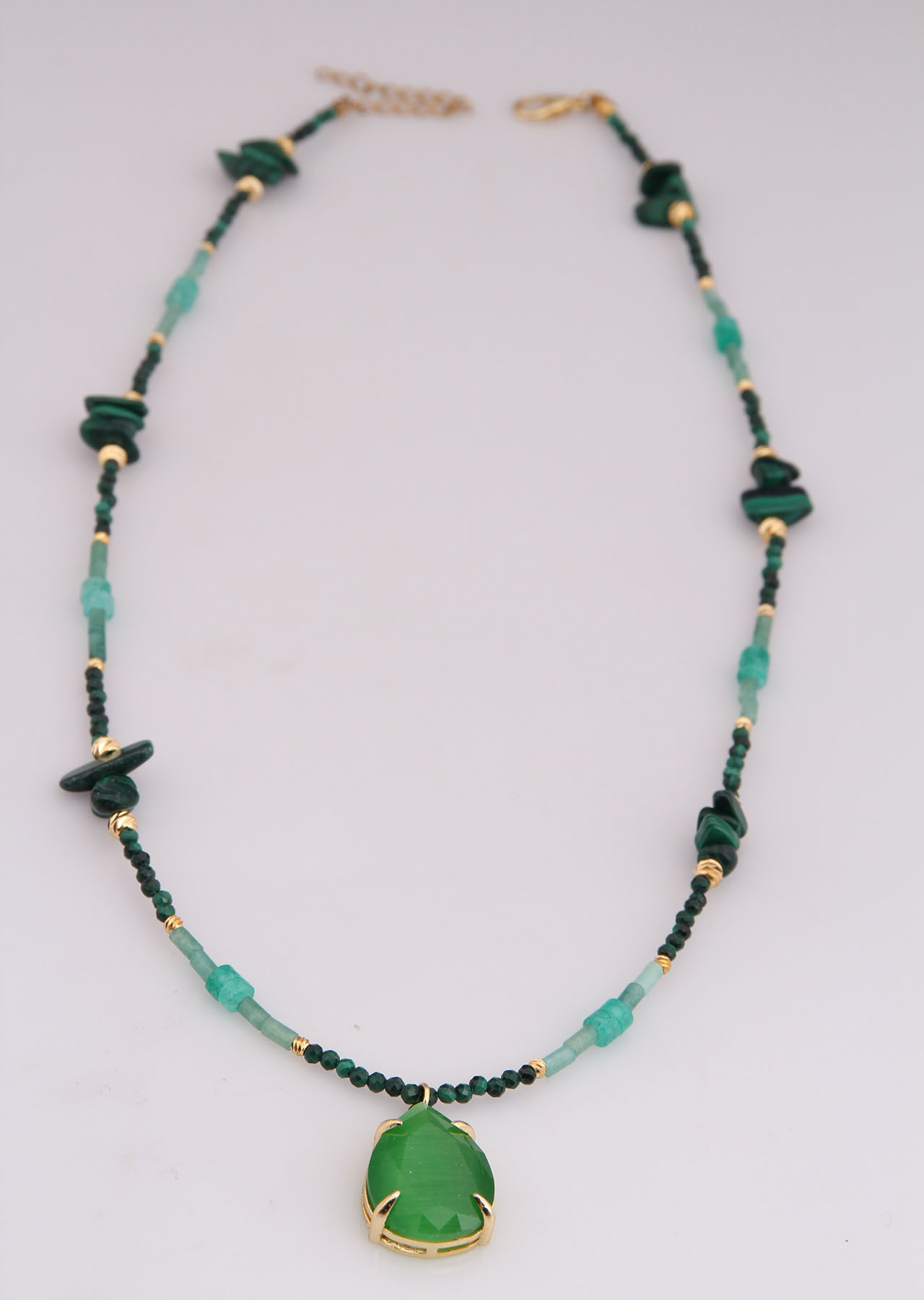 Malahite & Amazonite & Cat Eyes Necklace