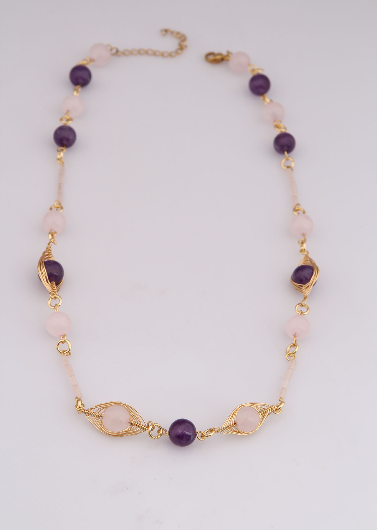 Amethyst & Pink Quartz Necklace