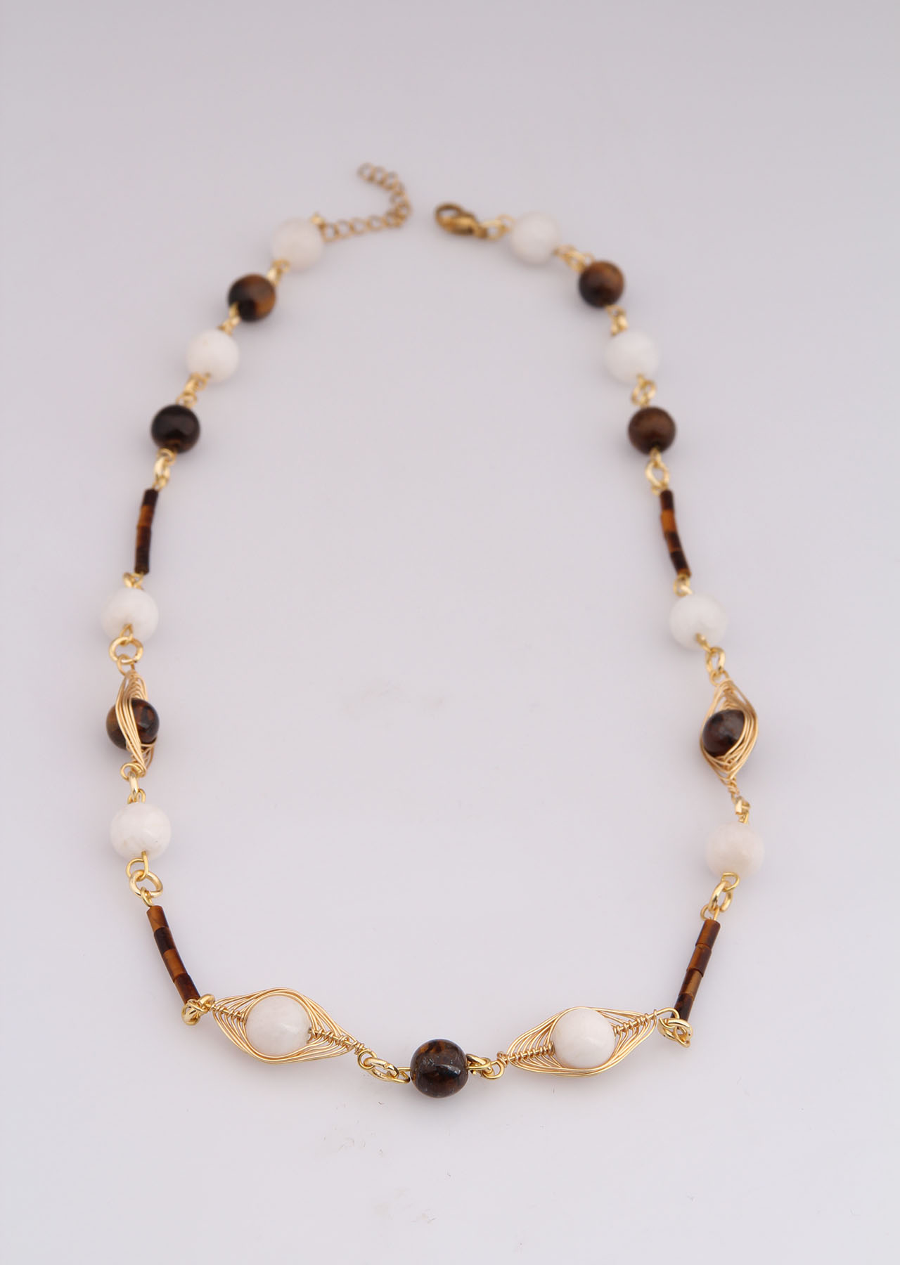 Tiger Eyes & MoonStone Necklace