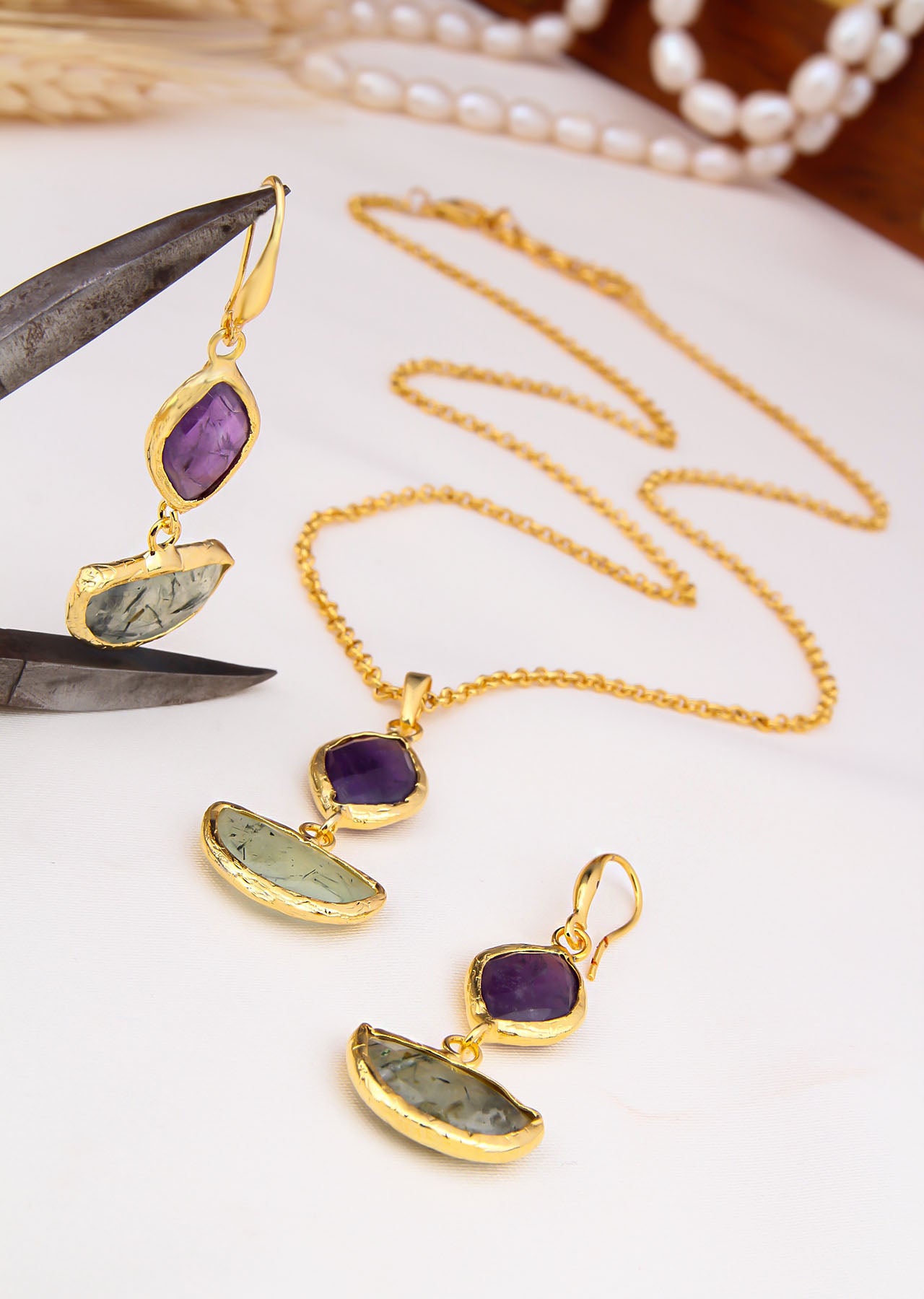 Amethyst & Prenhite Set