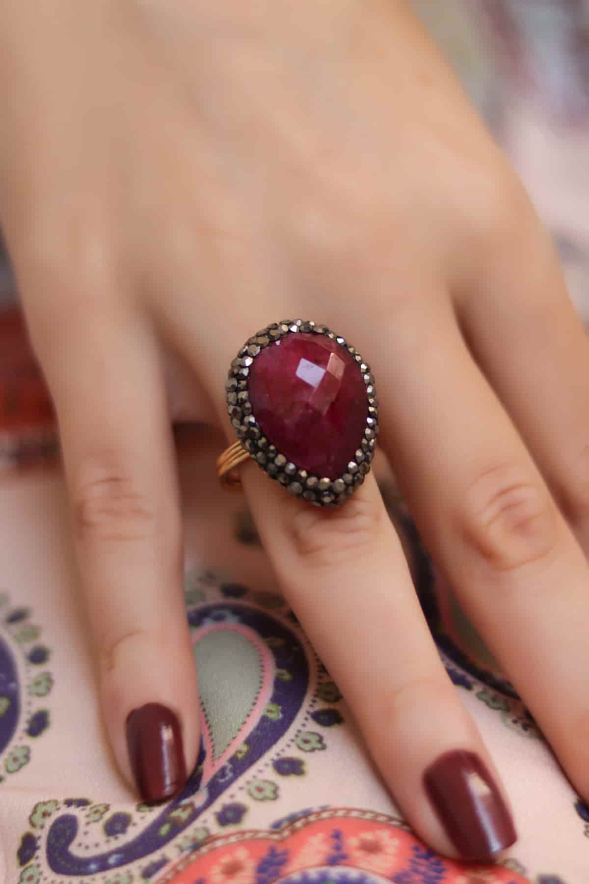 Agate & Hematite Bague