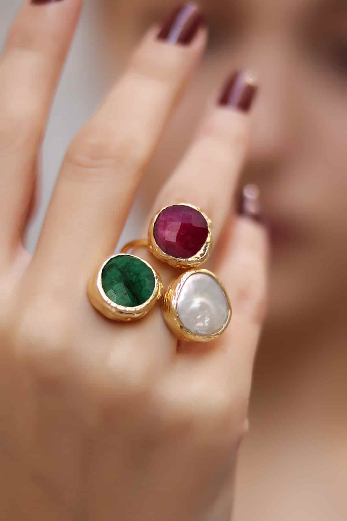 Agate & Pearl Bague