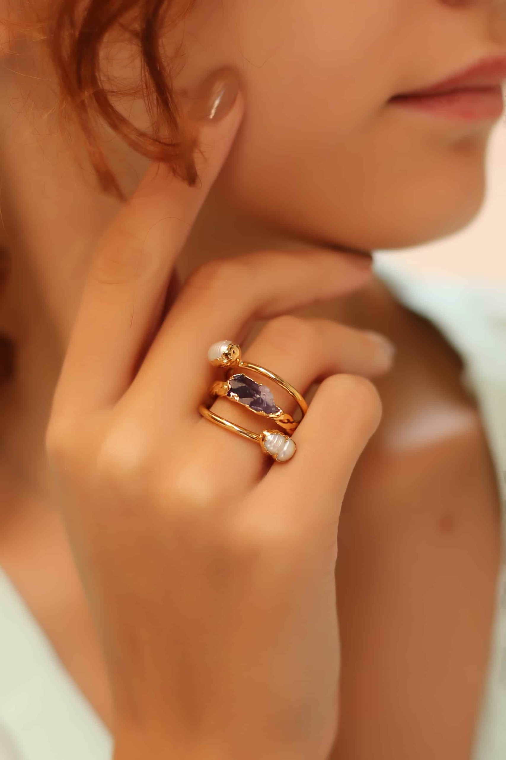 Amethyst & Pearl Bague