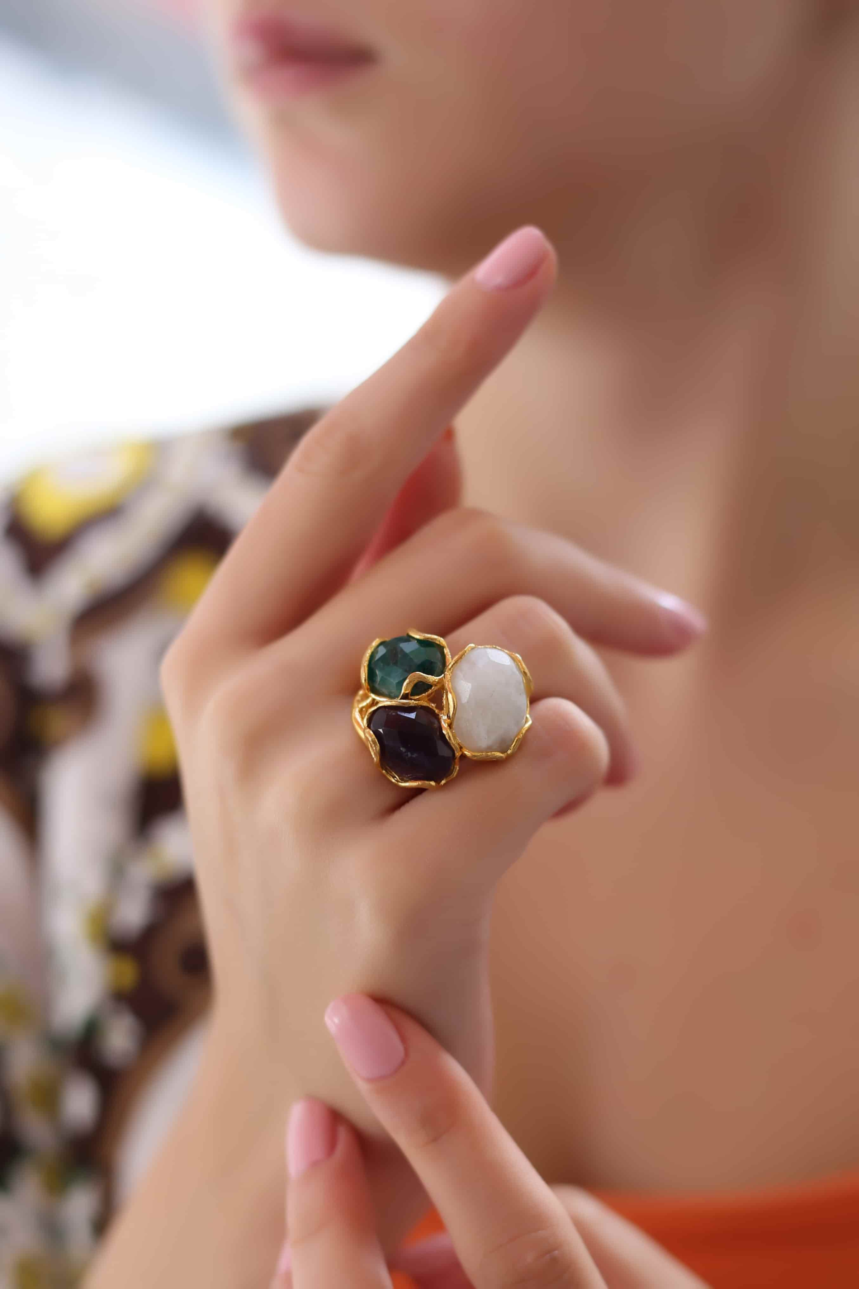 Agate & Amethyst Bague