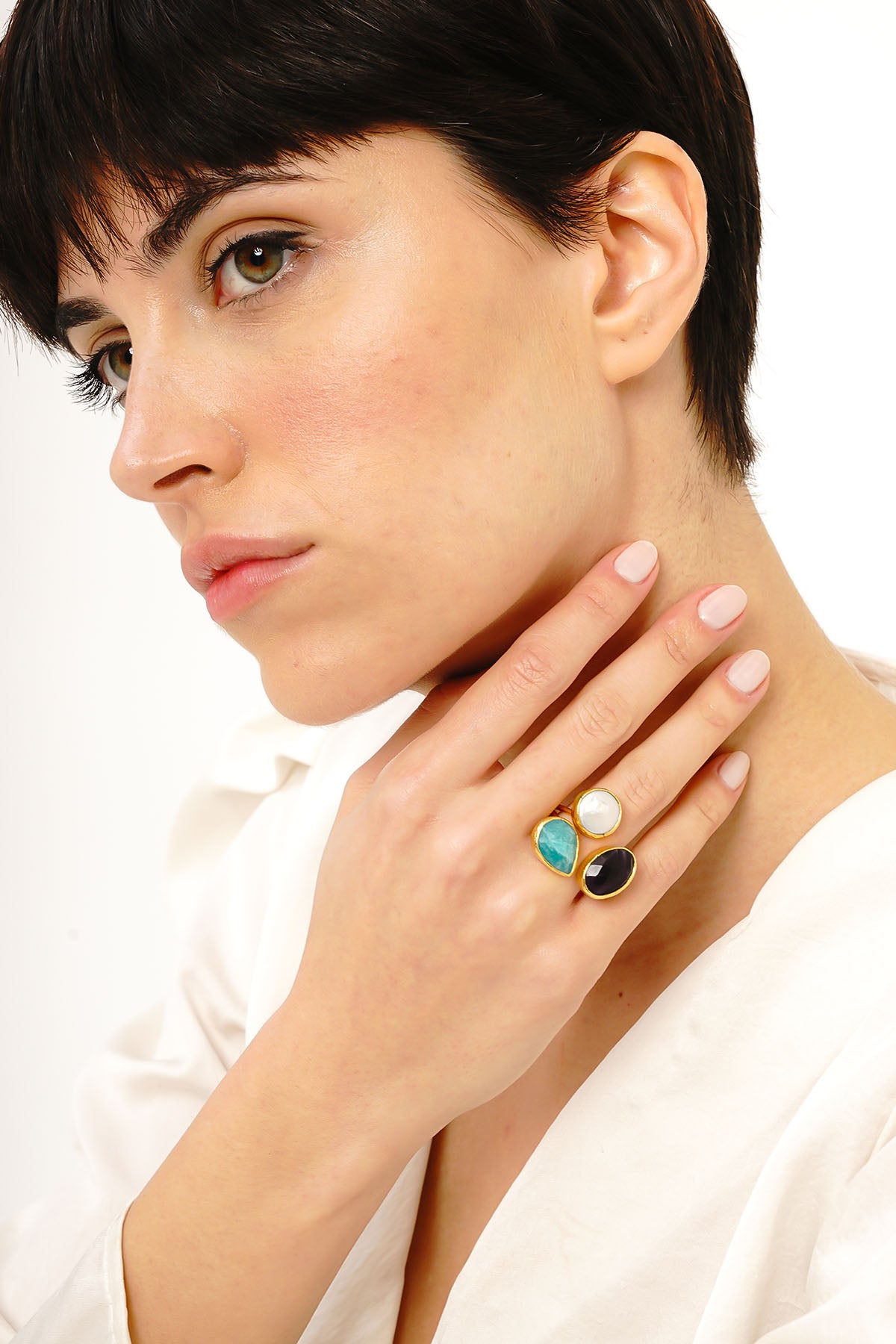 Pearl & Amazonite Bague