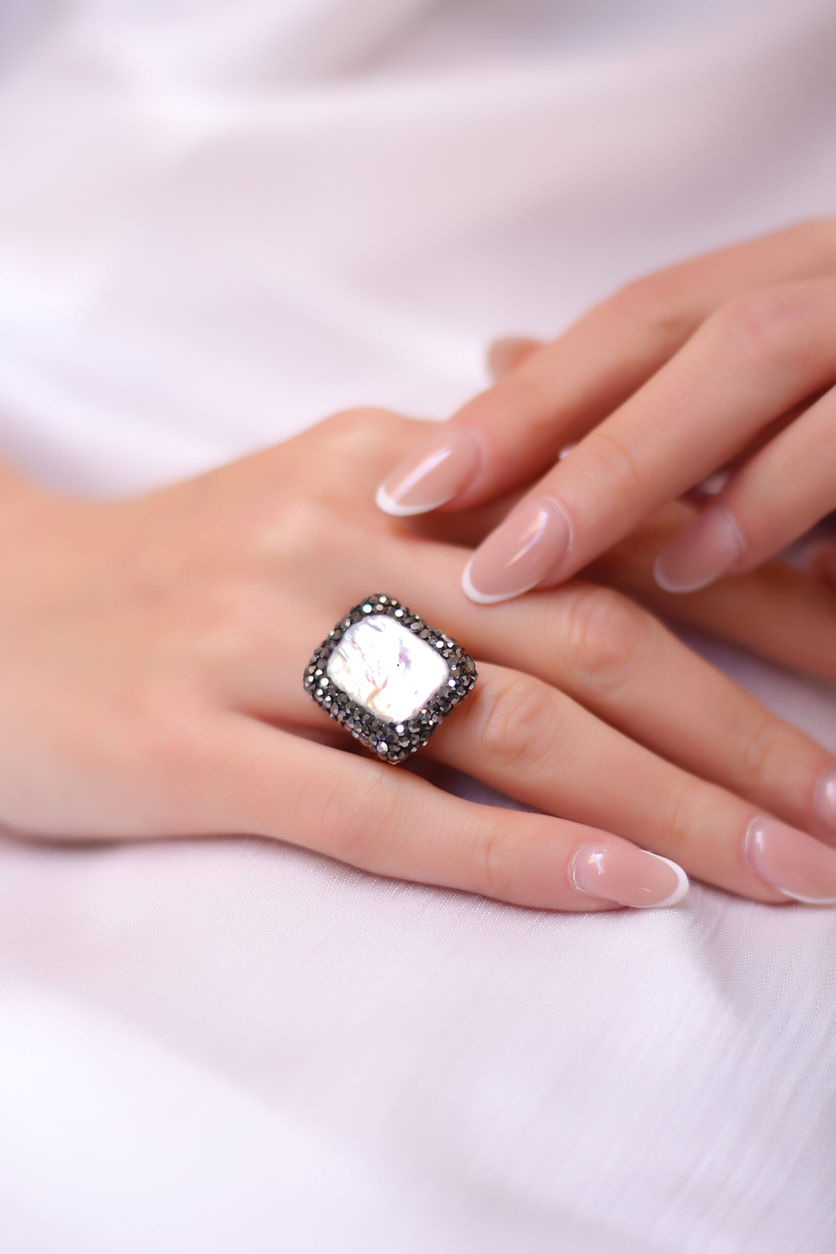 Pearl & Hematite Bague