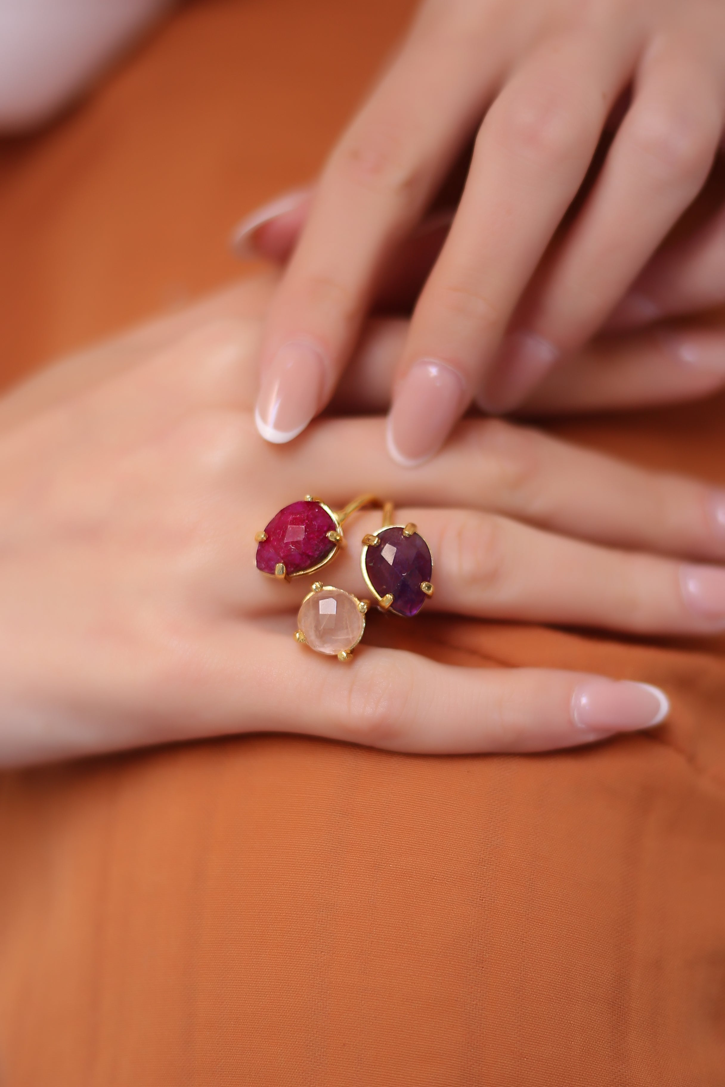 Agate & Amethyst Bague