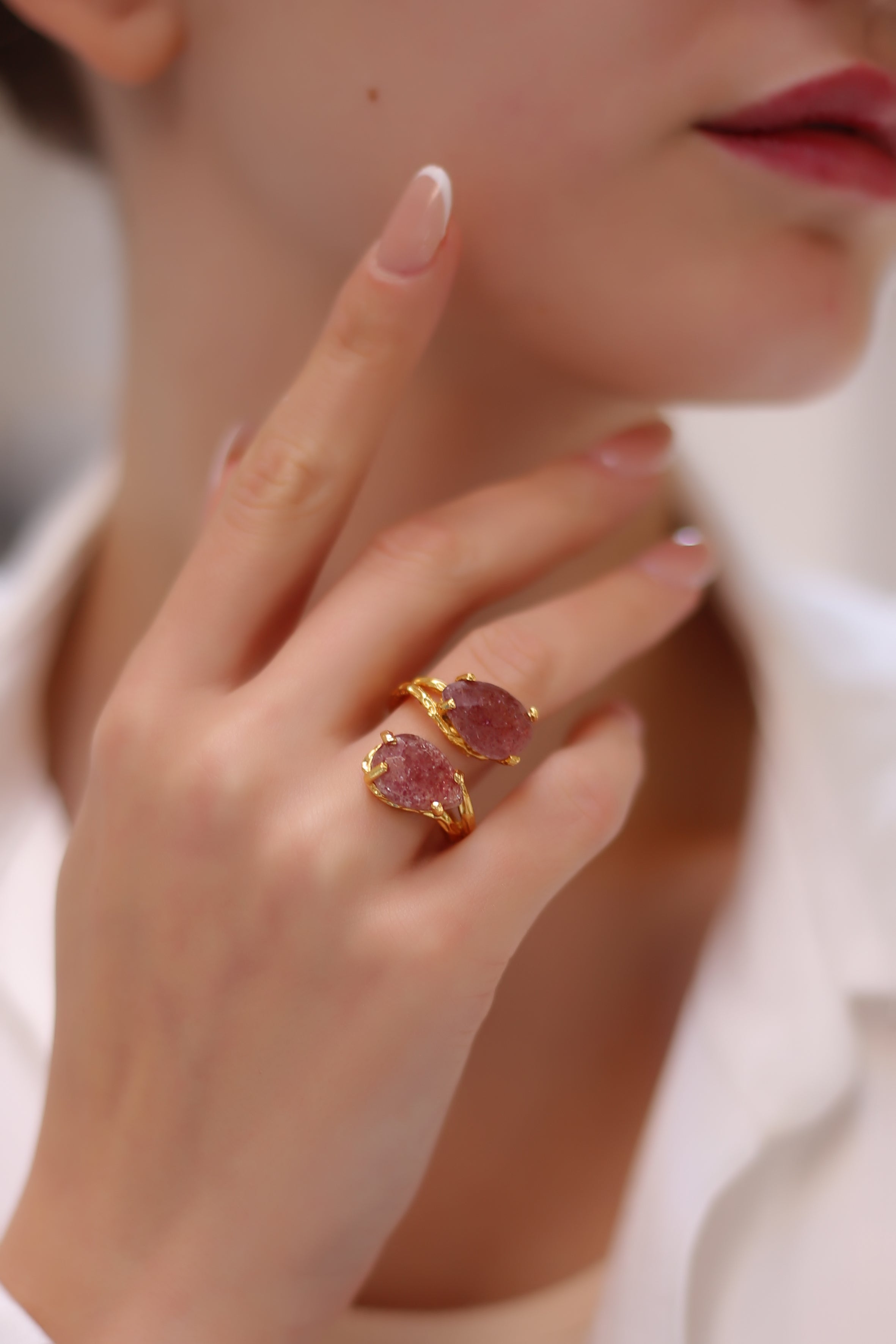 Stawberry Quartz Bague