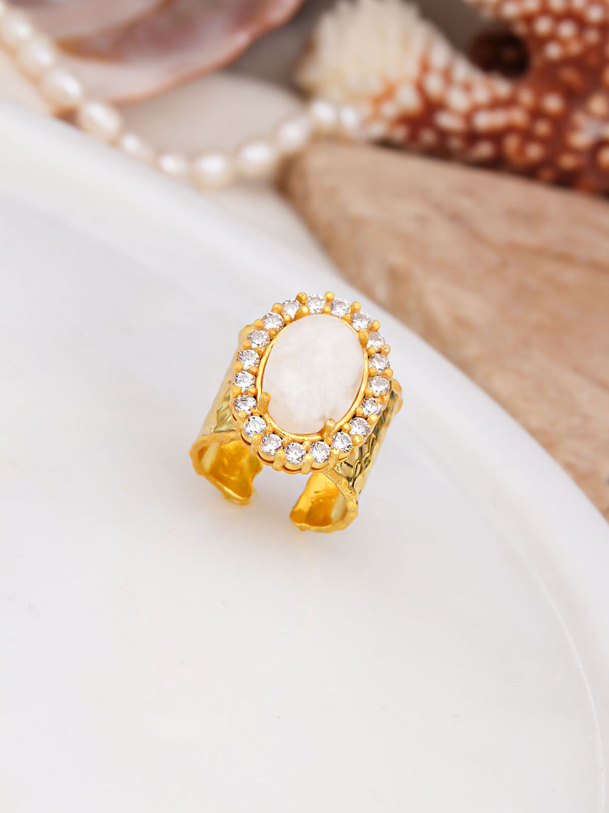 Moonstone & Zircon Bague