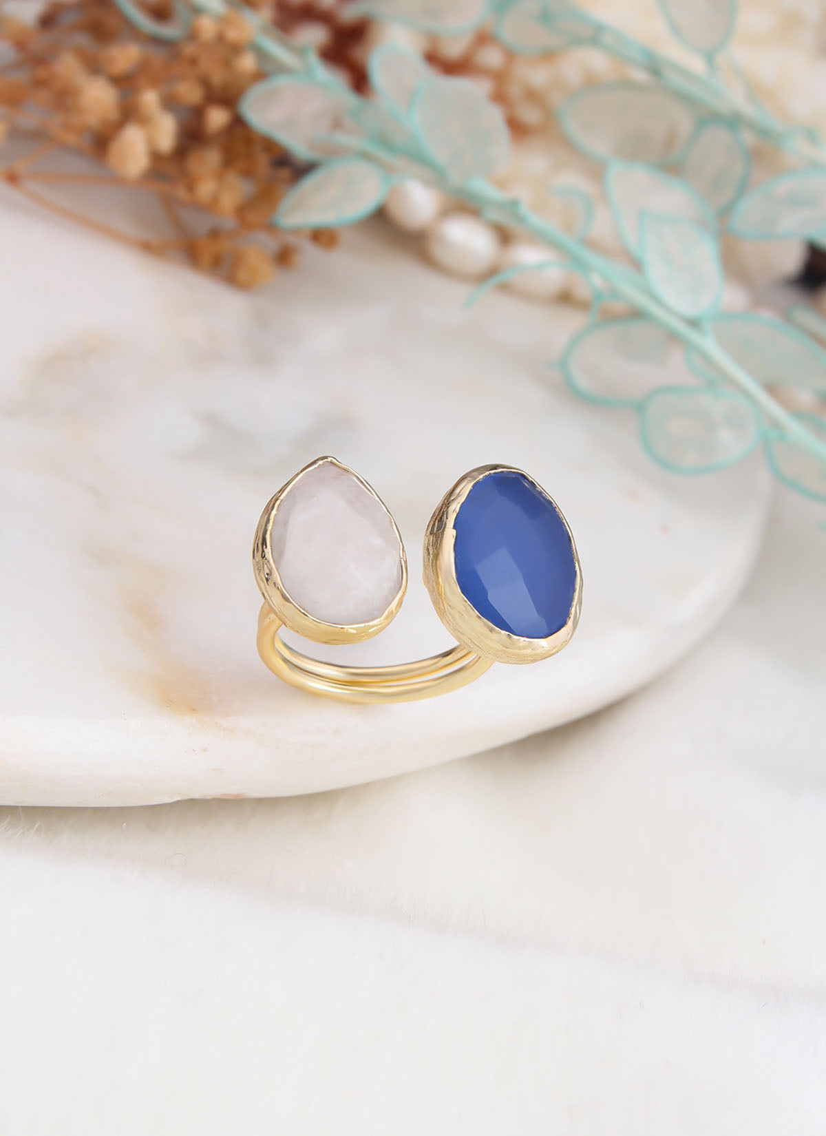 Moonstone & Cat Eyes Ring