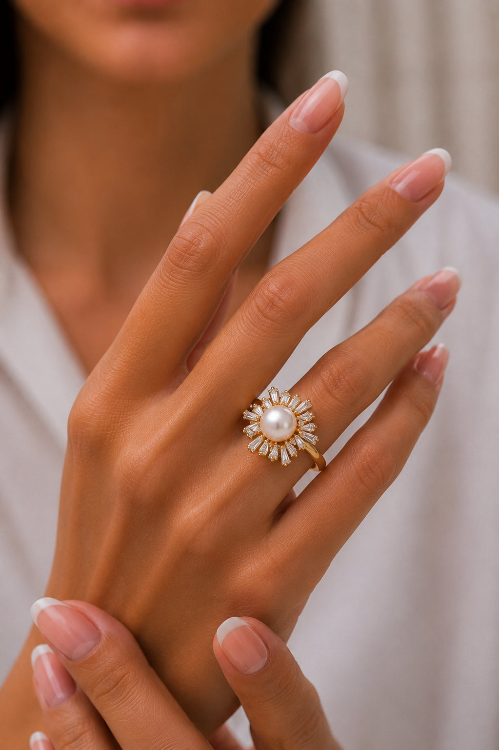 Pearl & Zircon Ring