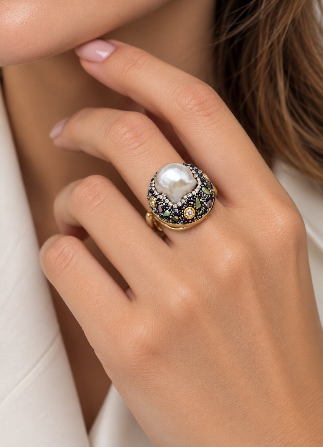 Pearl & Hematite Ring