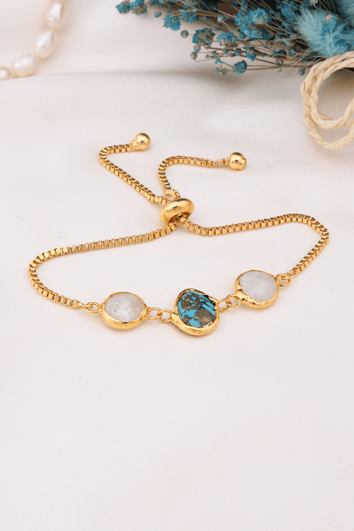 Moonstone & Turquoise Bracelet