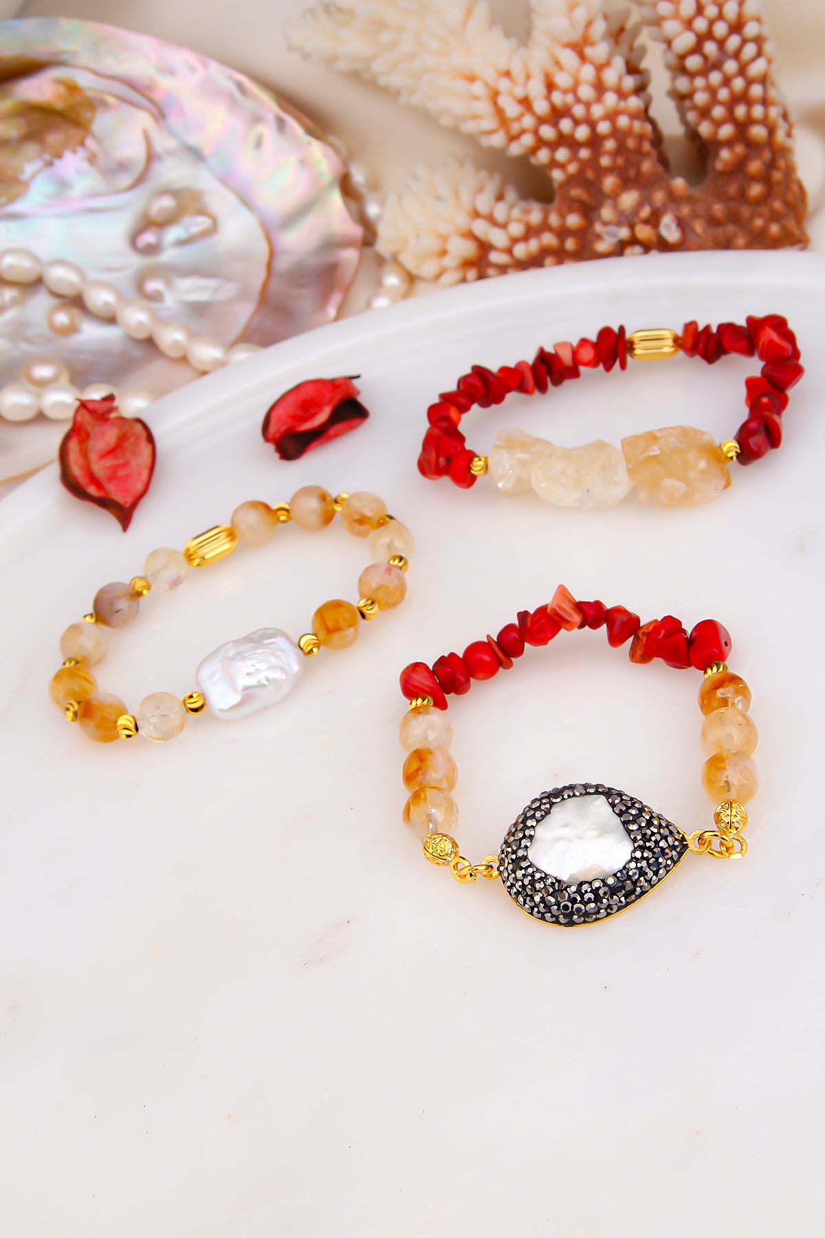 Coral & Citrine Bracelet