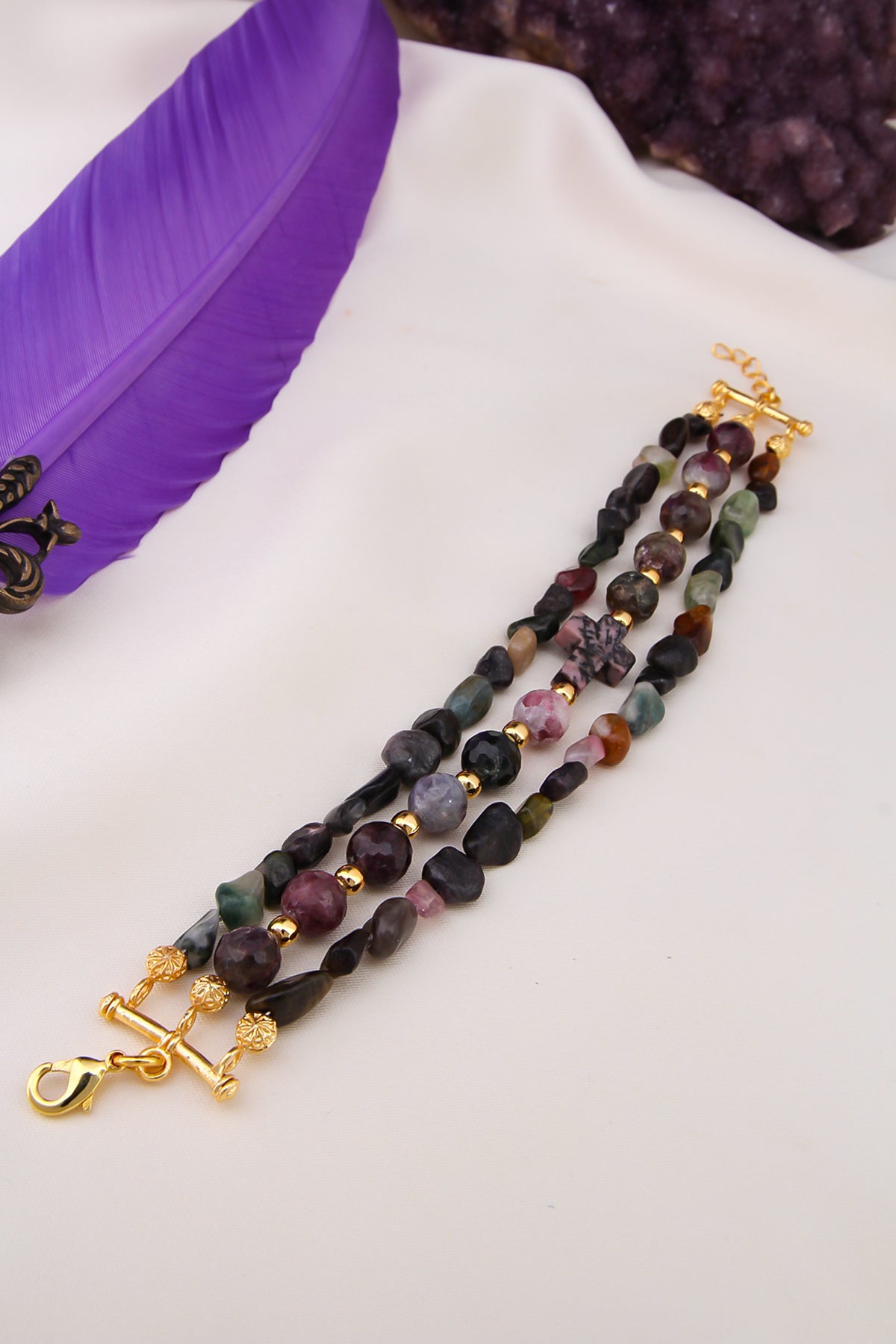 Tourmaline and Rhodonite Bracelet