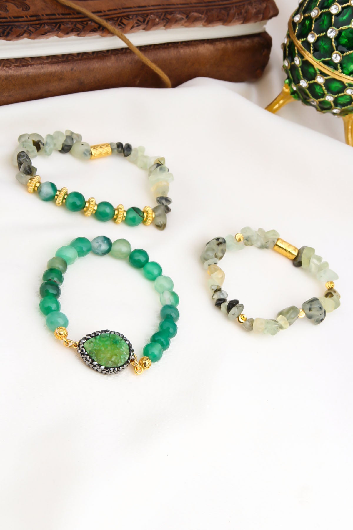 Prehnite & Agate Bracelet