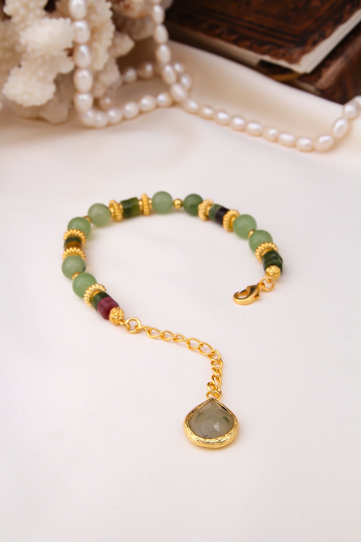Quartz & Prehnite Bracelet