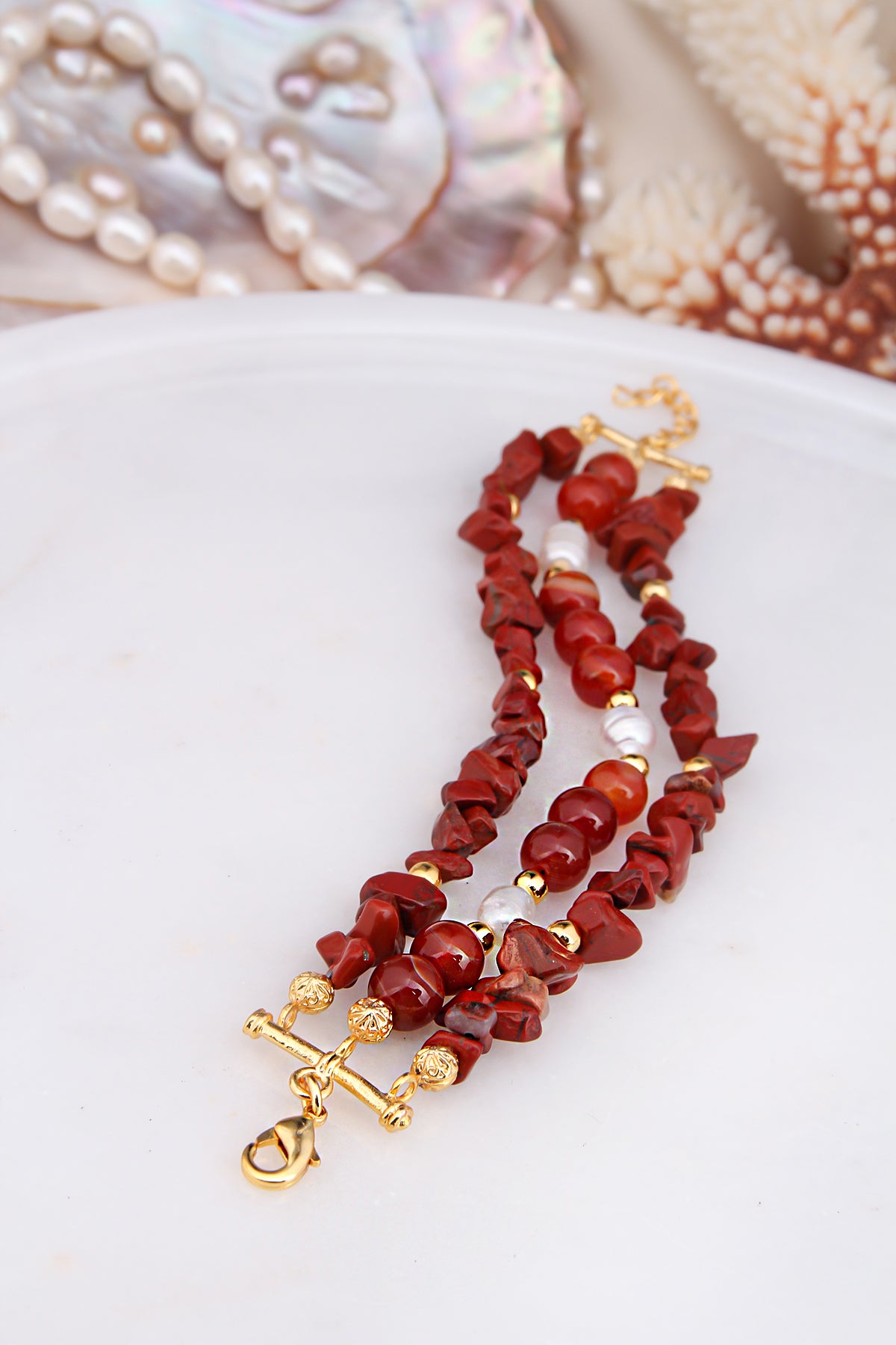 Coral & Pearl Bracelet