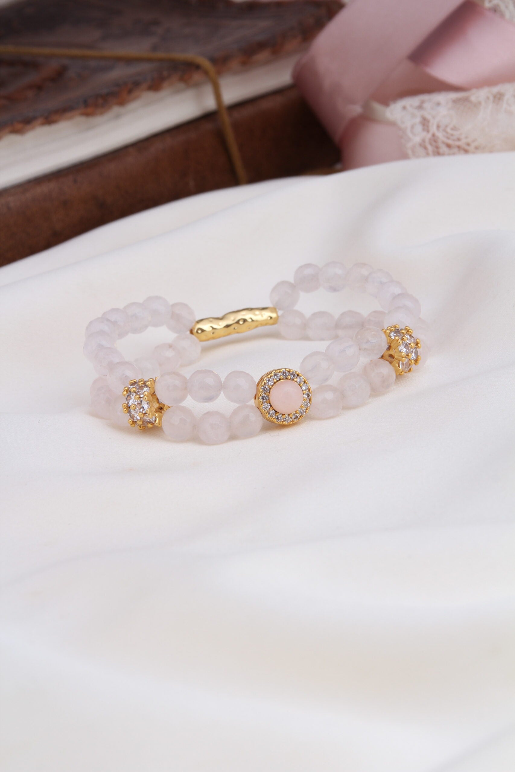 Pink Quartz & Zircon Bracelet