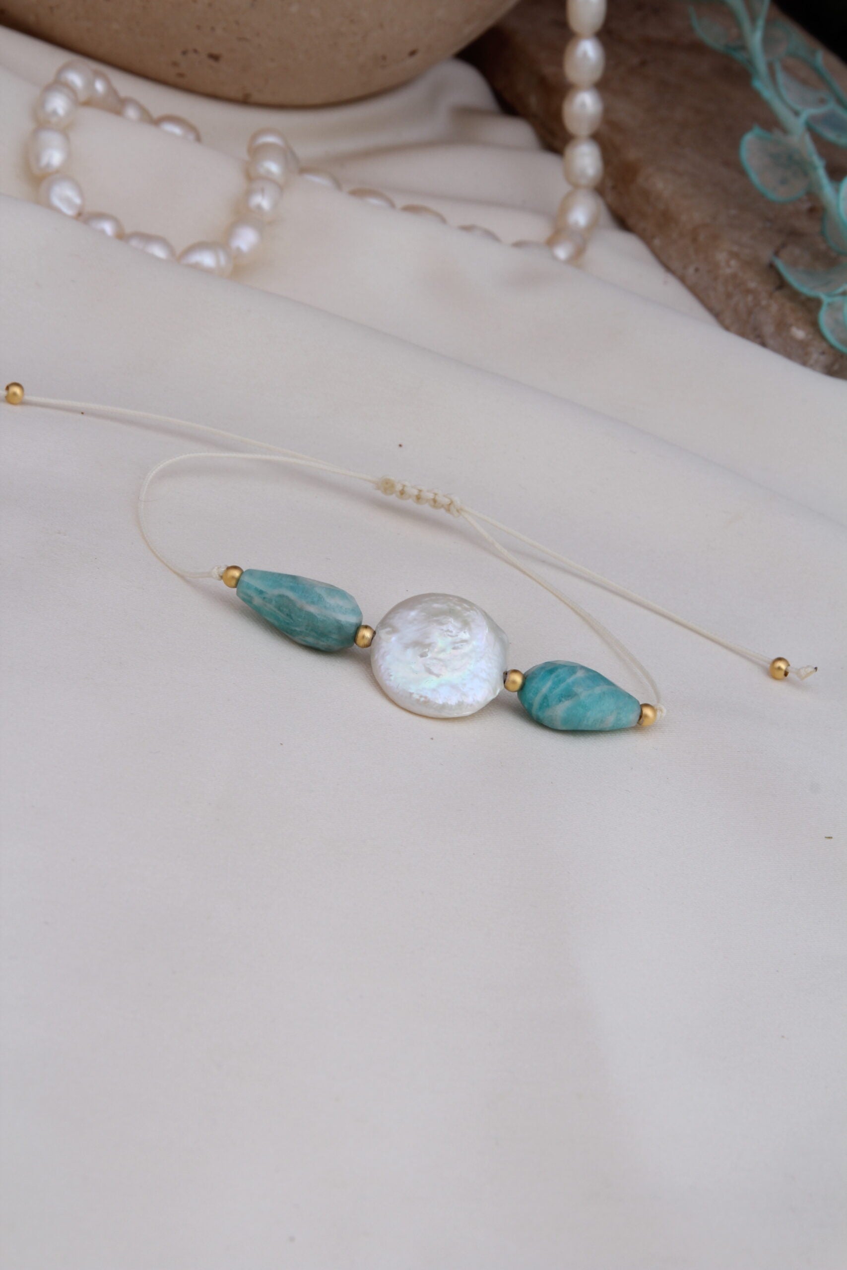 Amazonite & Pearl Bracelet