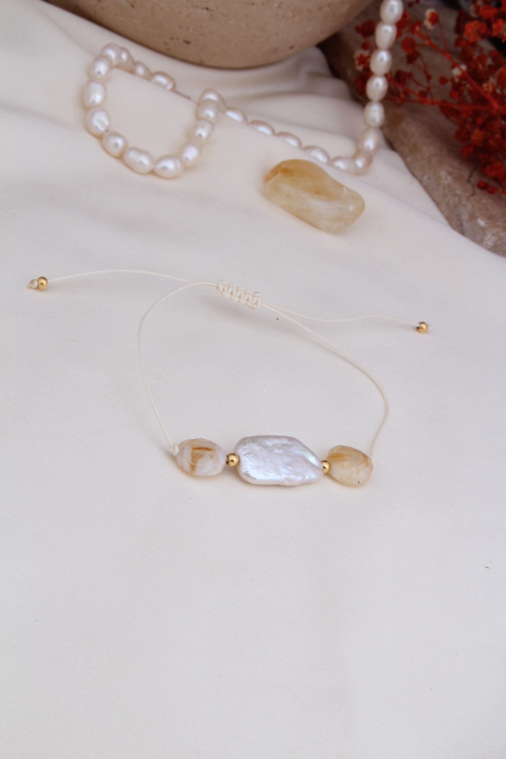 Citrine & Pearl Bracelet