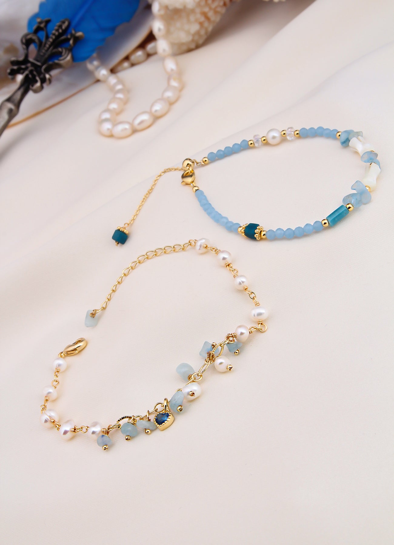 Blue Opal & Pearl Bracelet