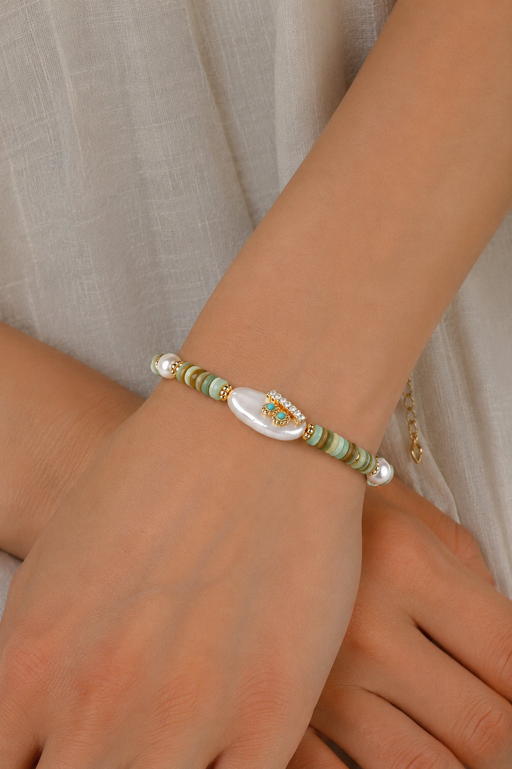 Amazonite & Pearl & Zirkon Bracelet
