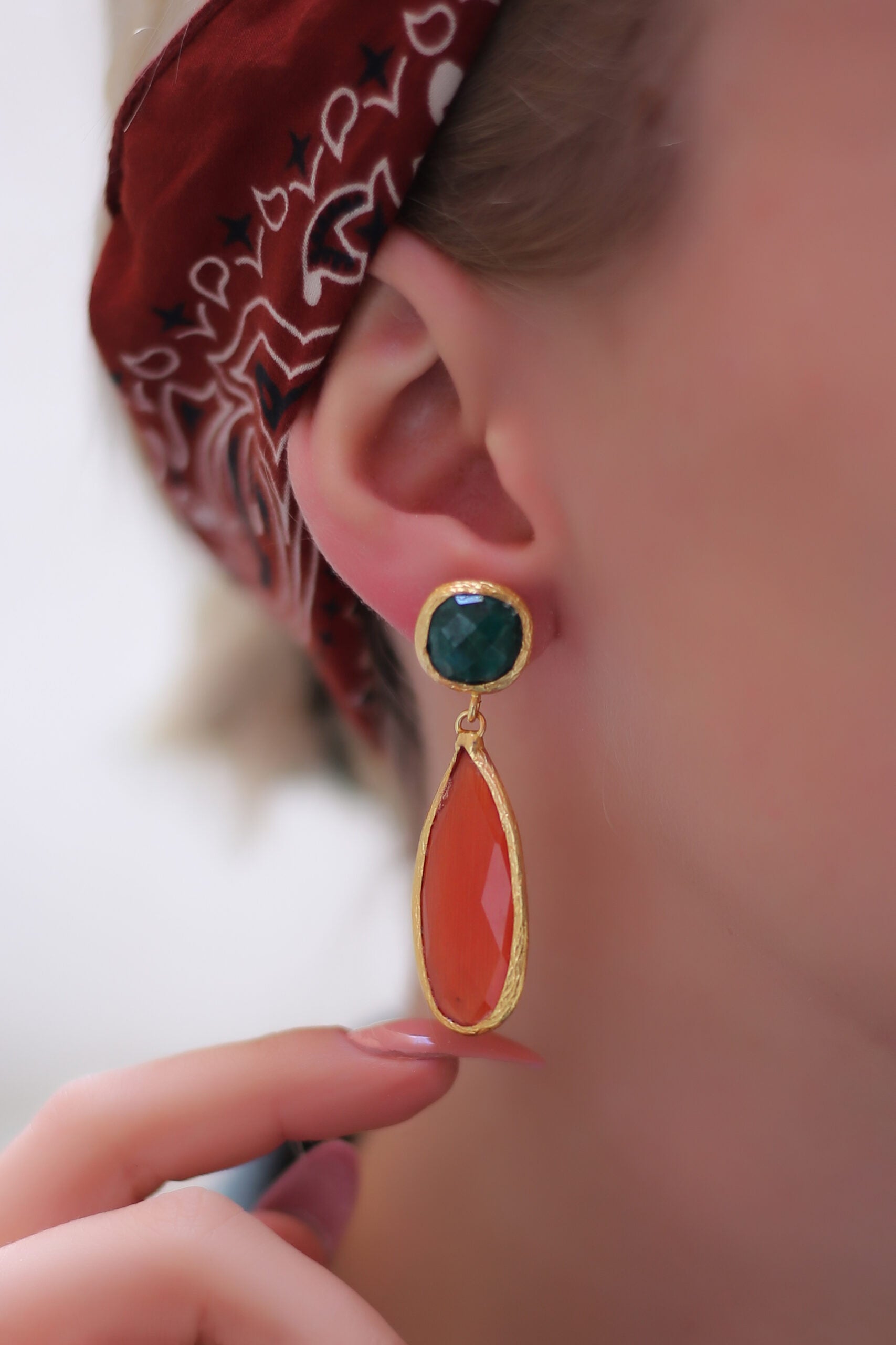 Agate & Cat Eyes Earring