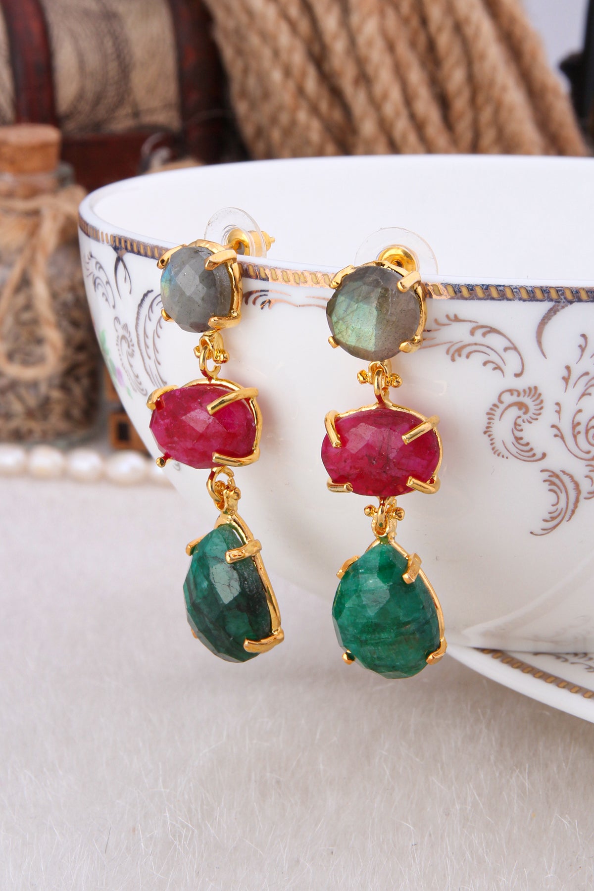 Agate & Labradorite Earring