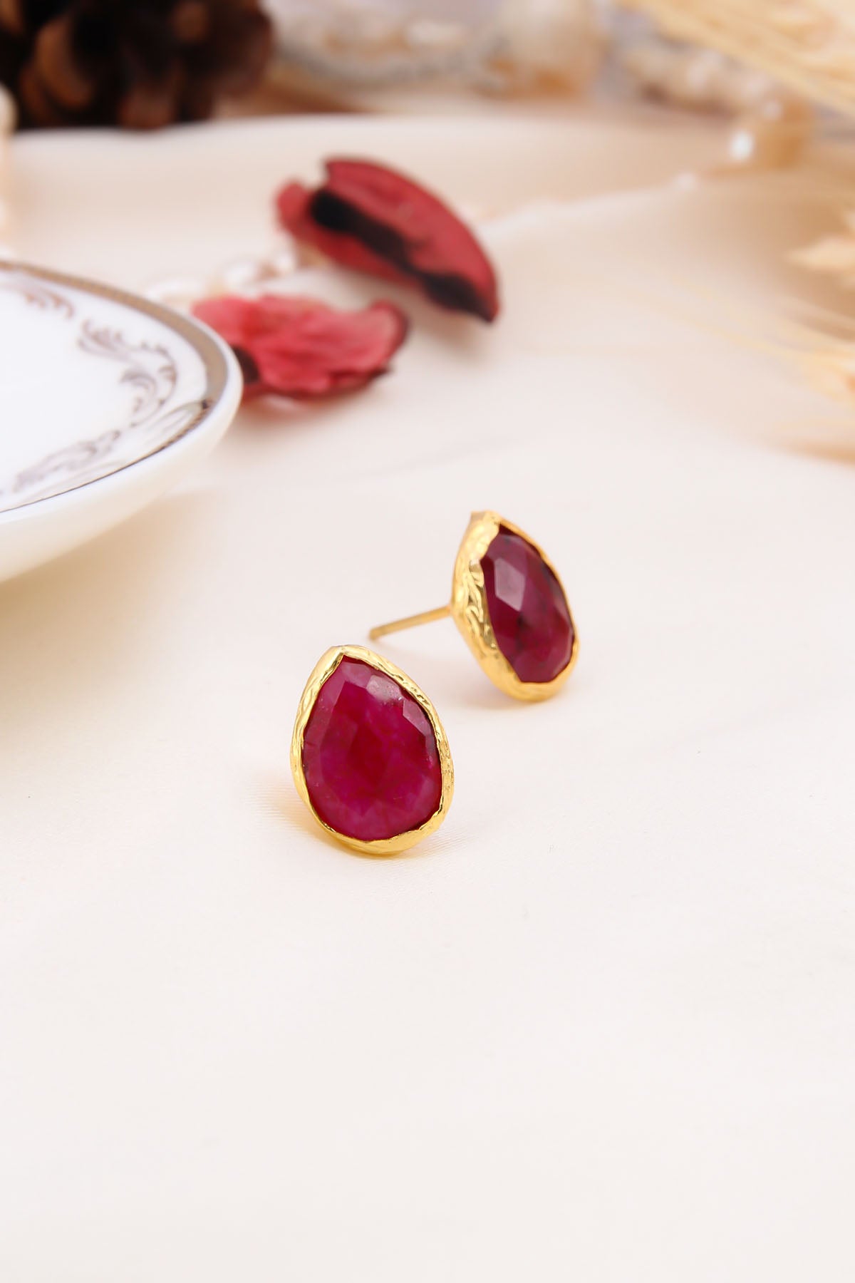 Paint Ruby Earring
