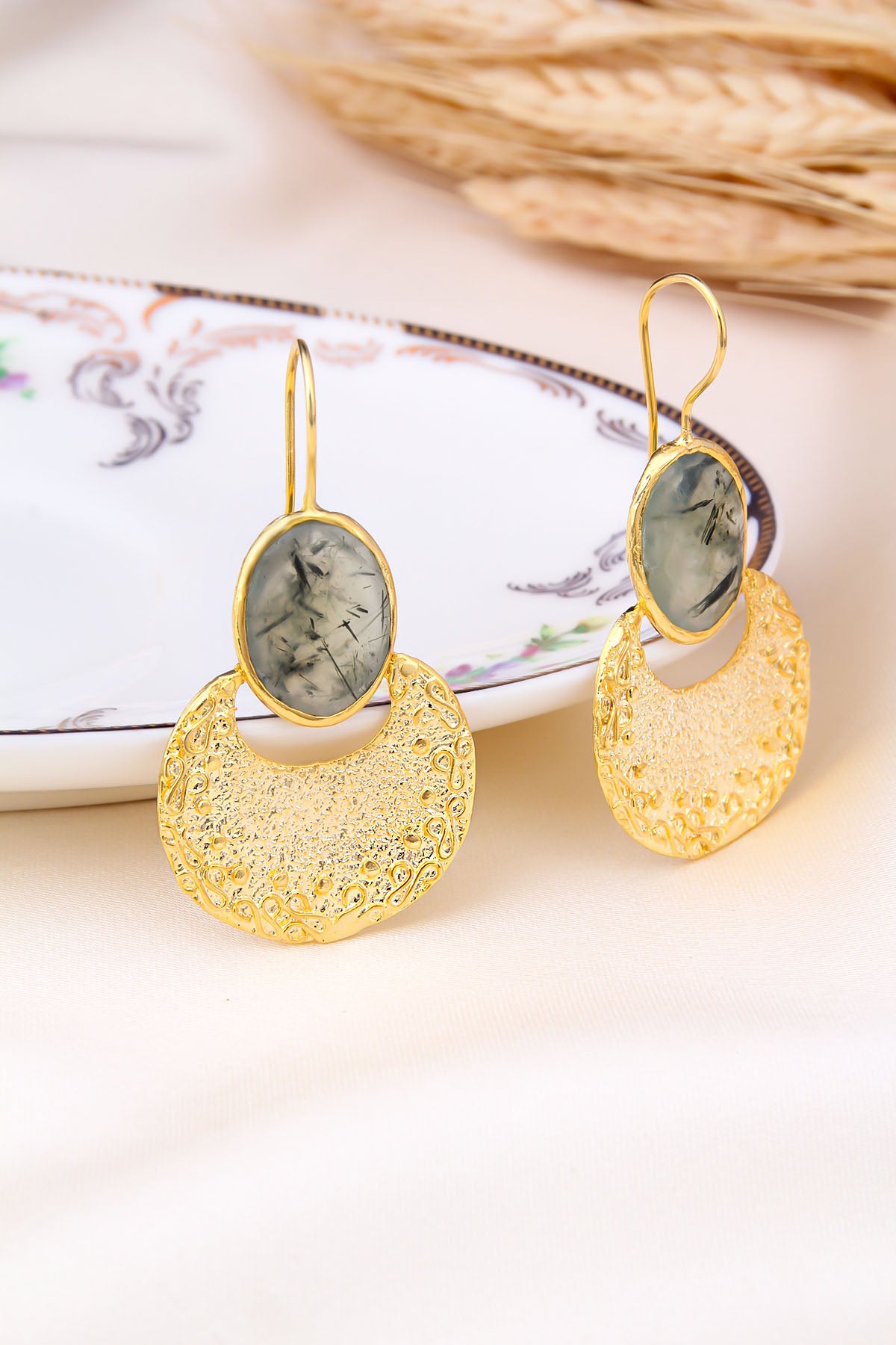 Prehnite Boucles D'oreilles