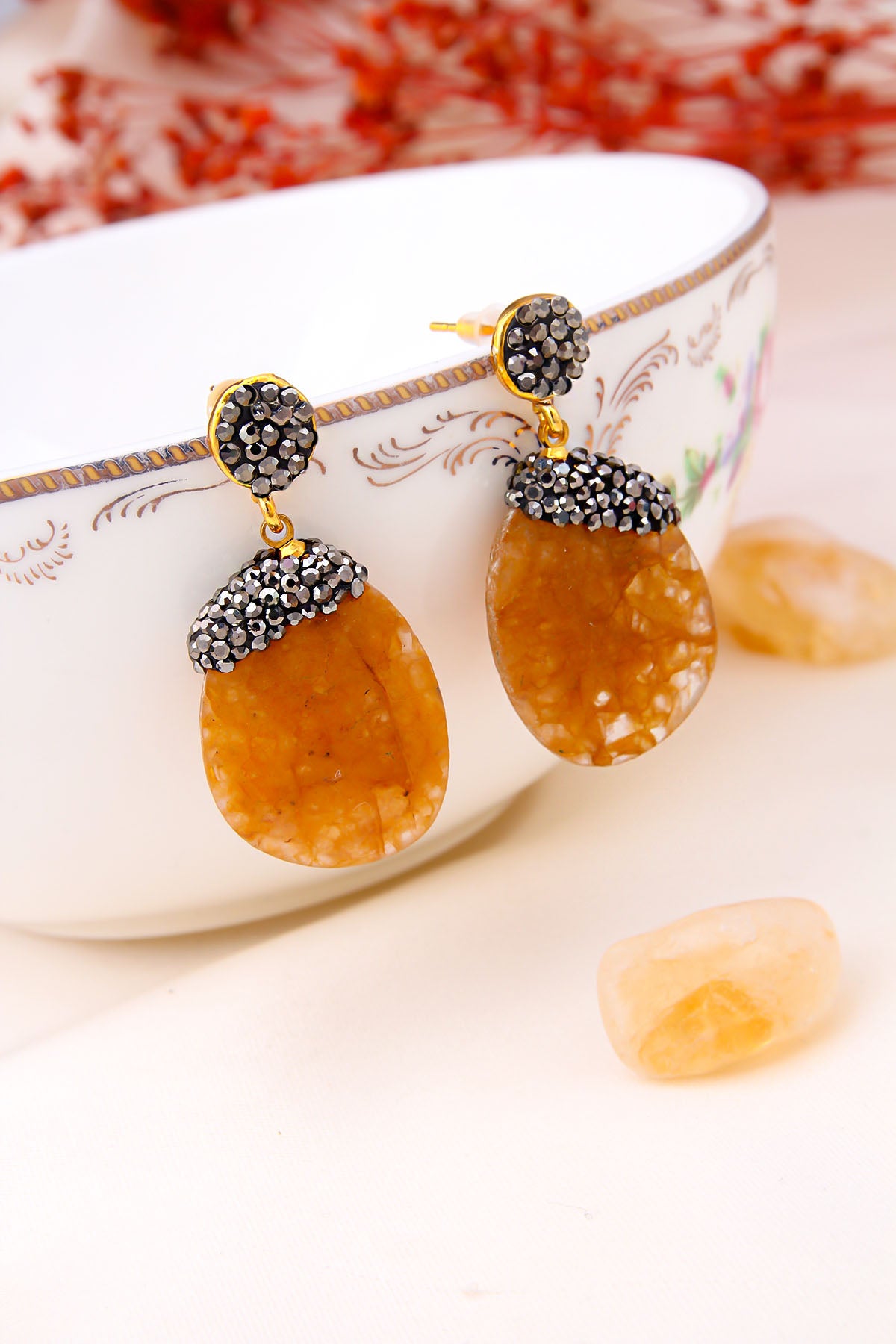 Citrine & Hematit Earring