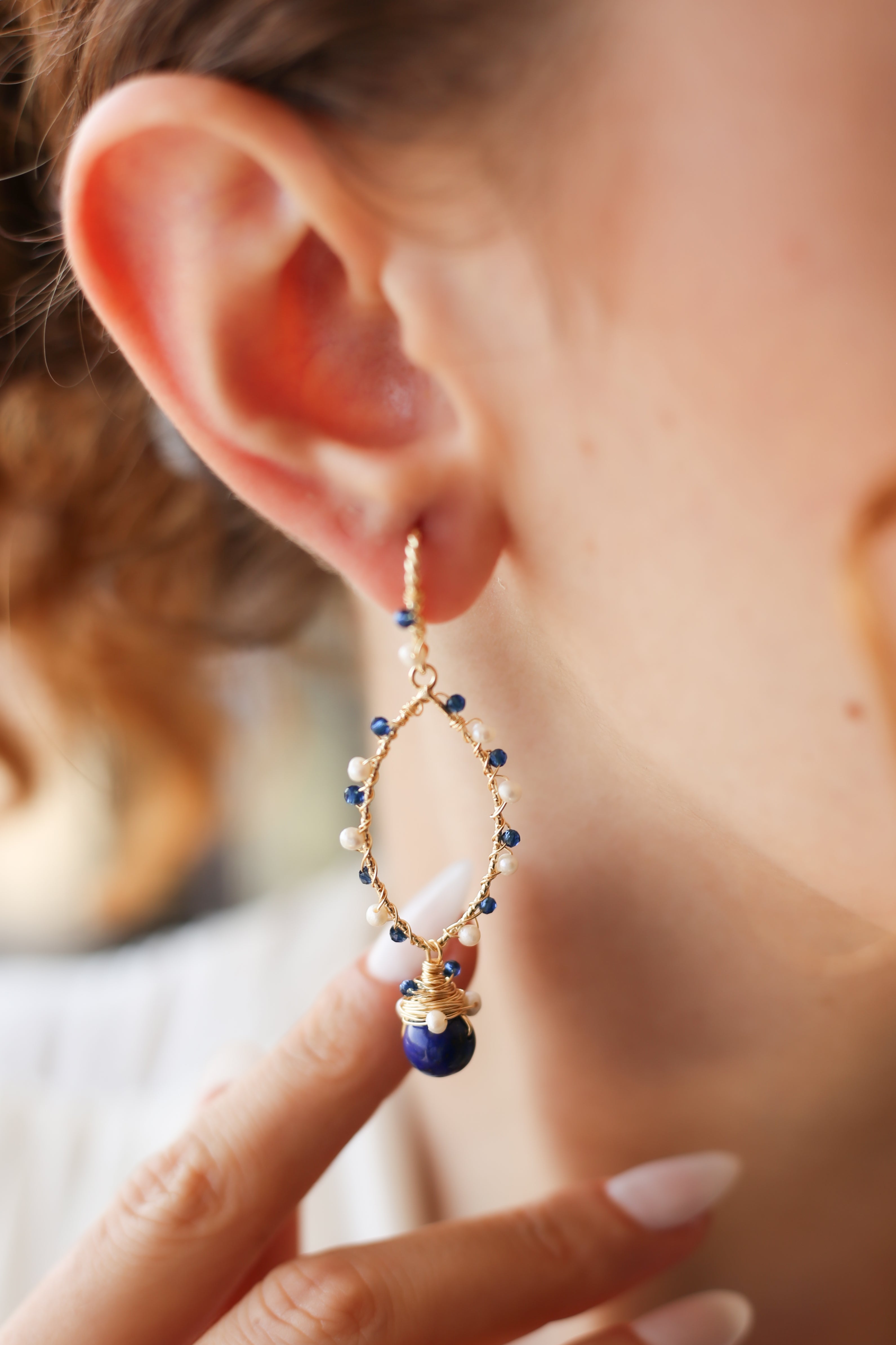 Pearl & Saphire Boucles d'oreilles