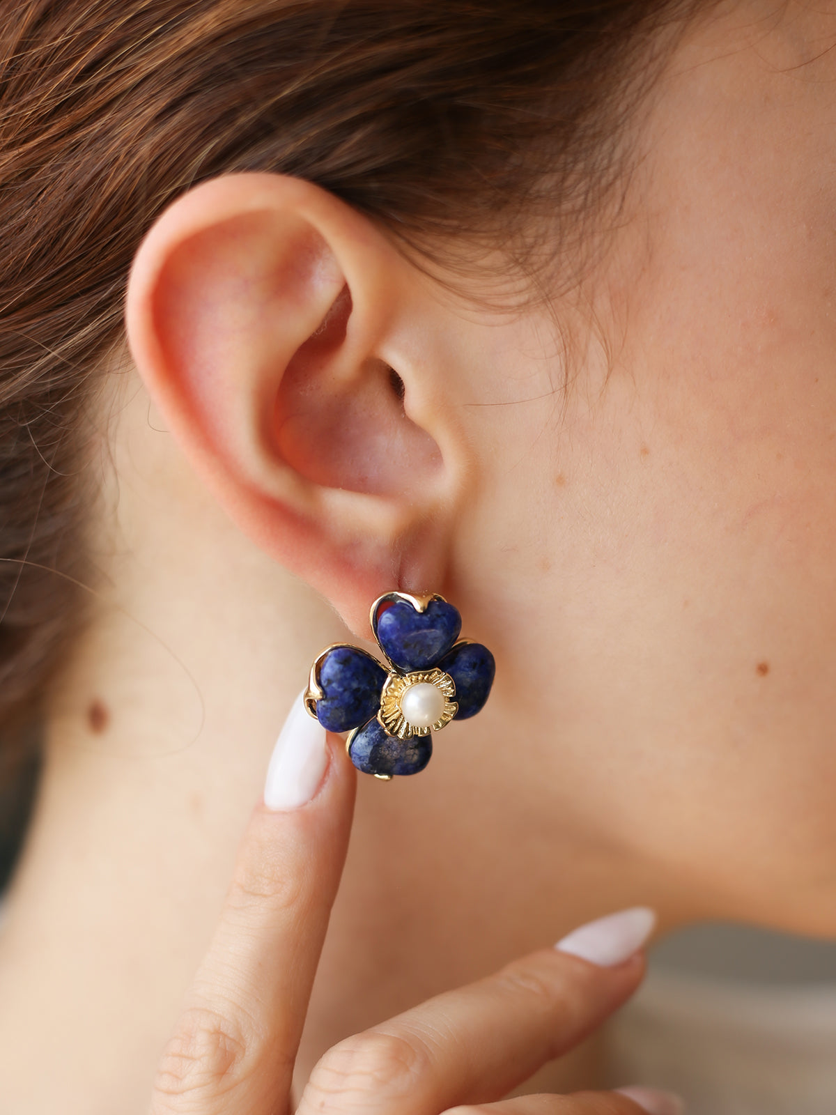 Pearl & Saphire Boucles d'oreilles