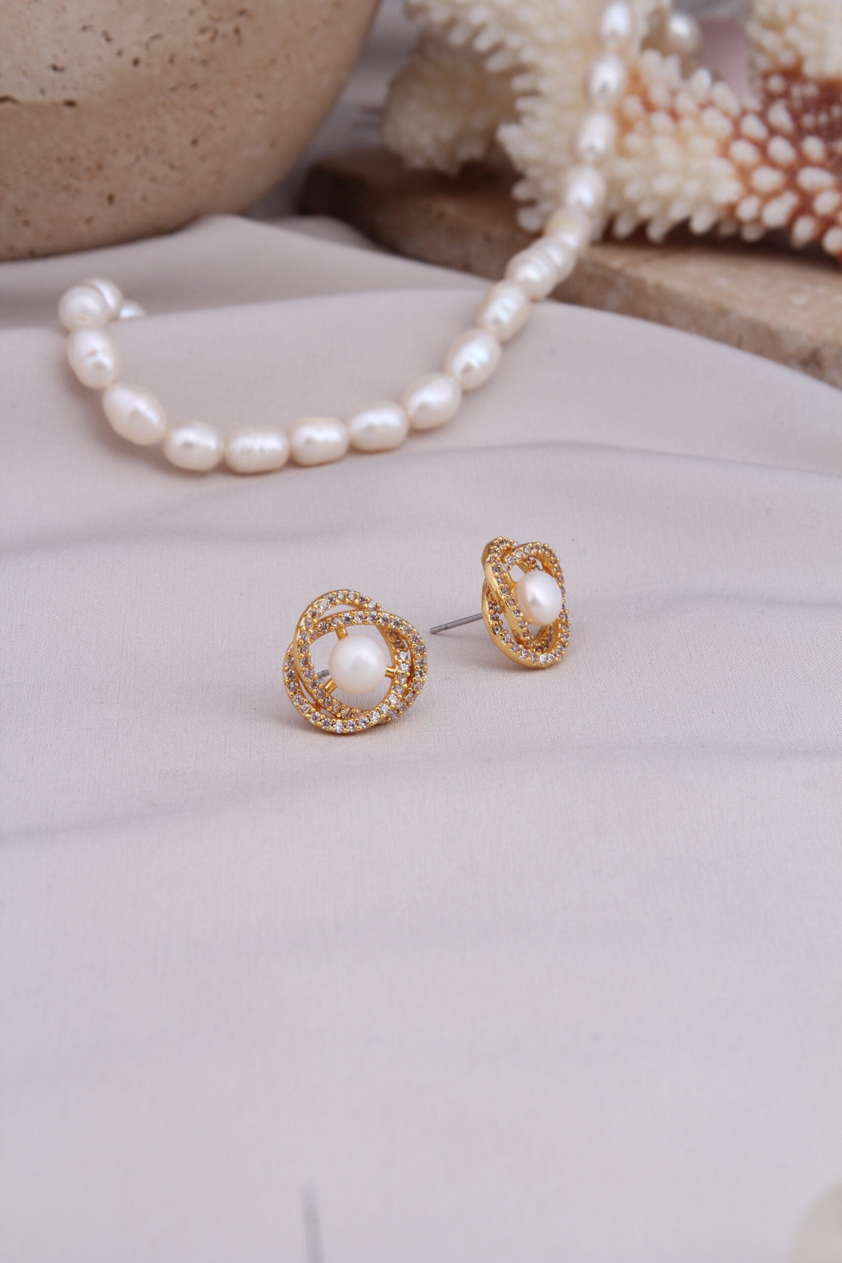 Pearl & Zircon Boucles d'oreilles