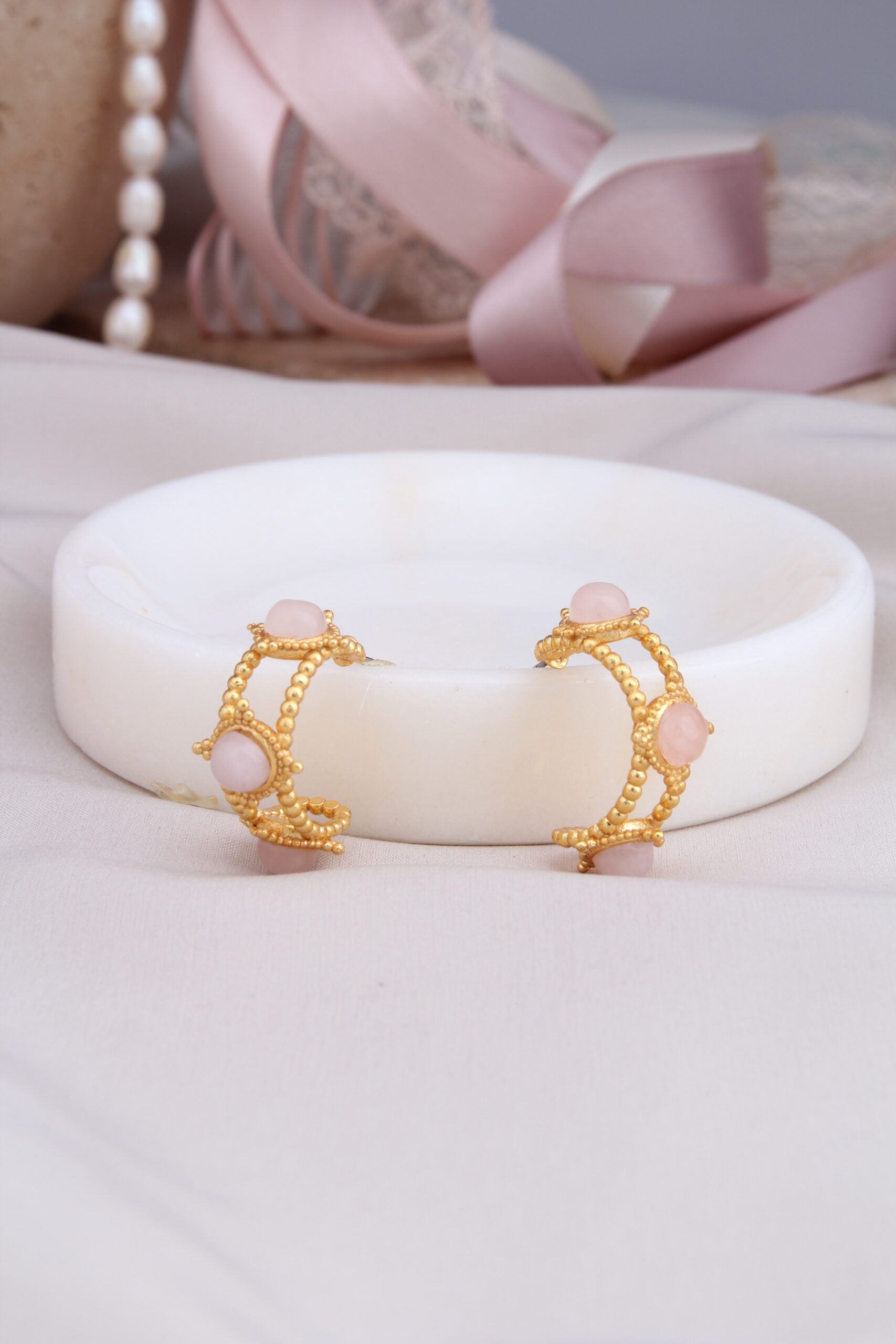 Pink Quartz Boucles d'oreilles