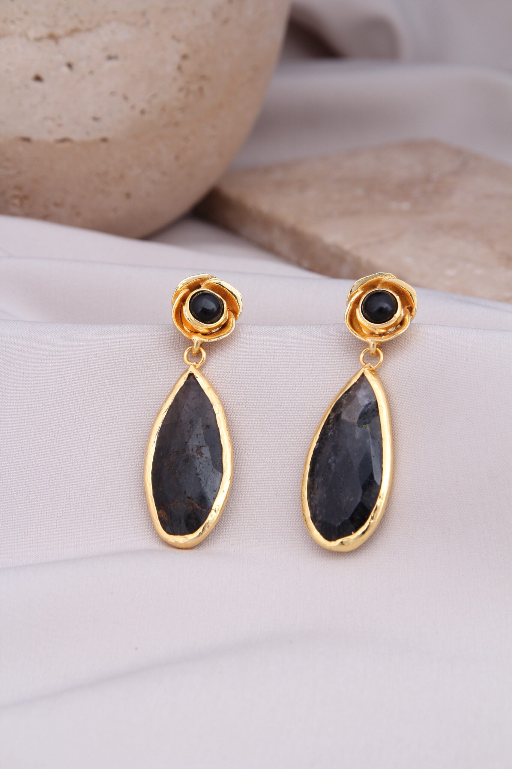 Black Routile Boucles d'oreilles