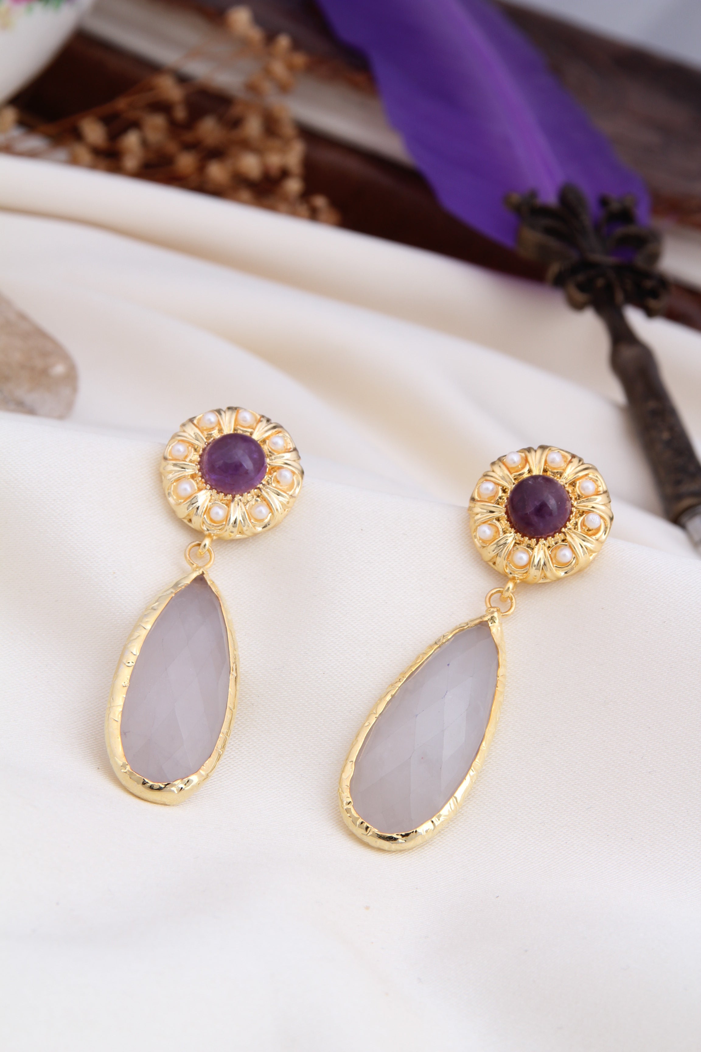 Pink Quartz Earring