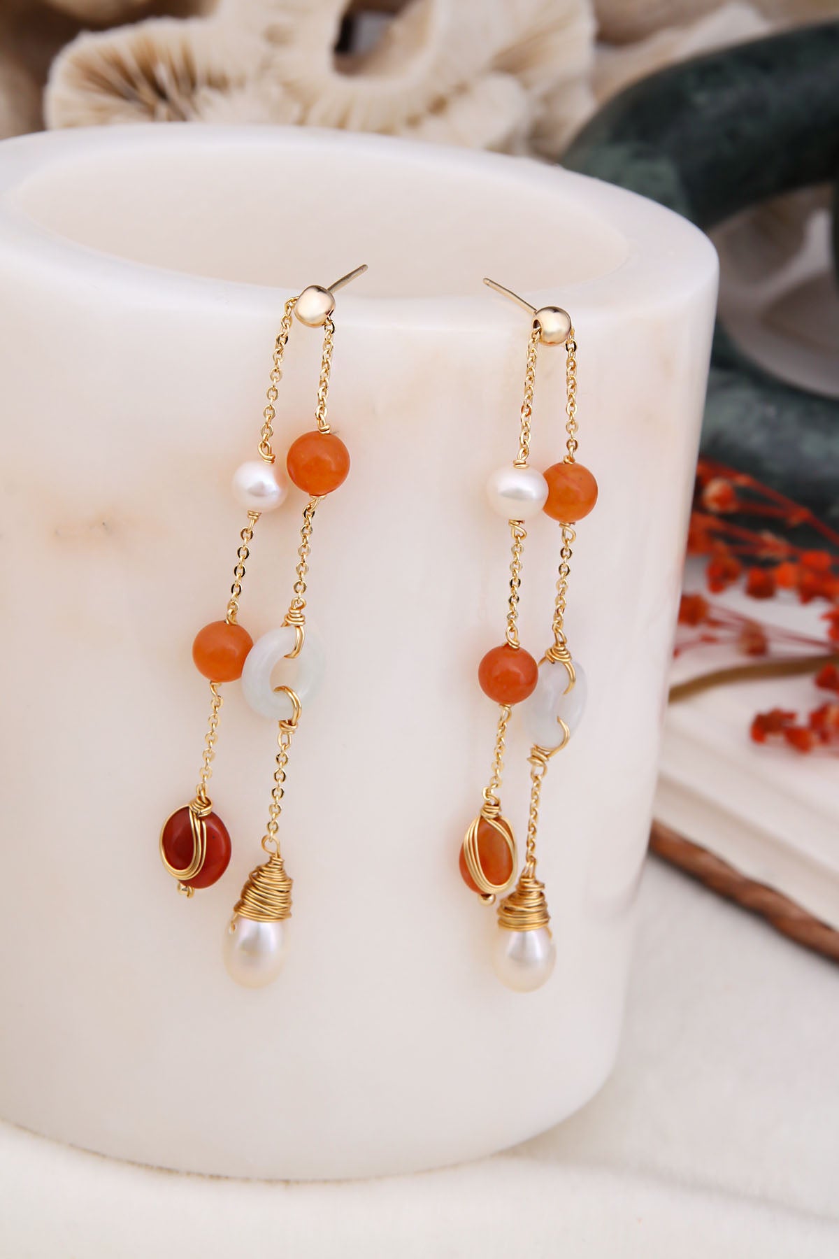Pearl & Agate & Nacre Earring