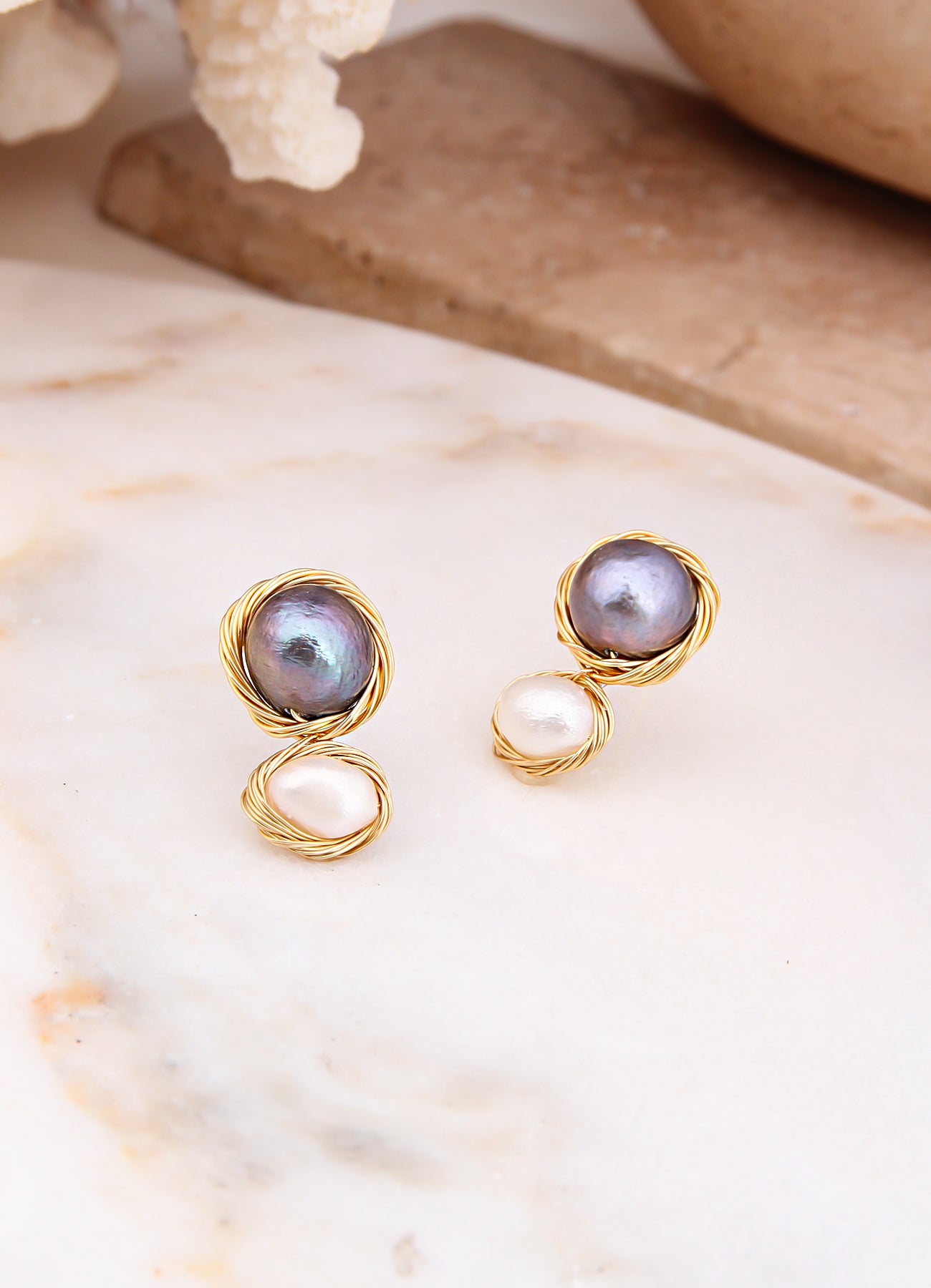 Ocean Nacre & Pearl Earring