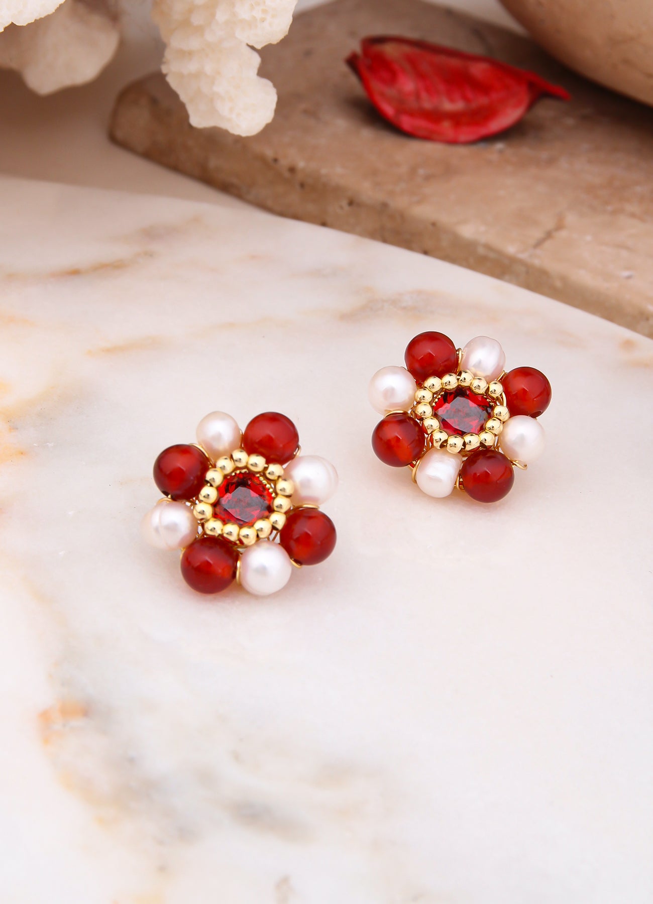 Coral & Pearl Earring